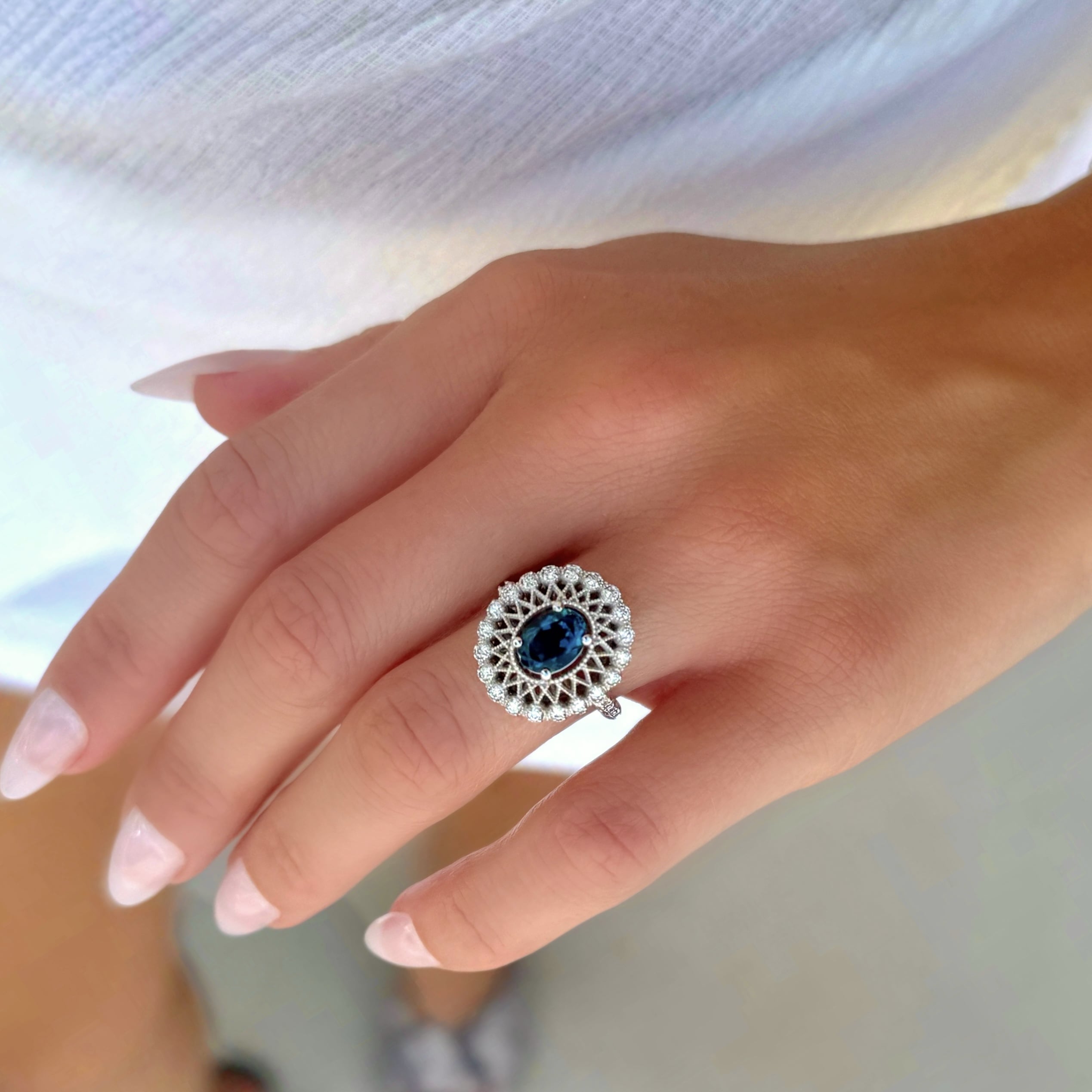 Blue Topaz and Diamond Cocktail Ring