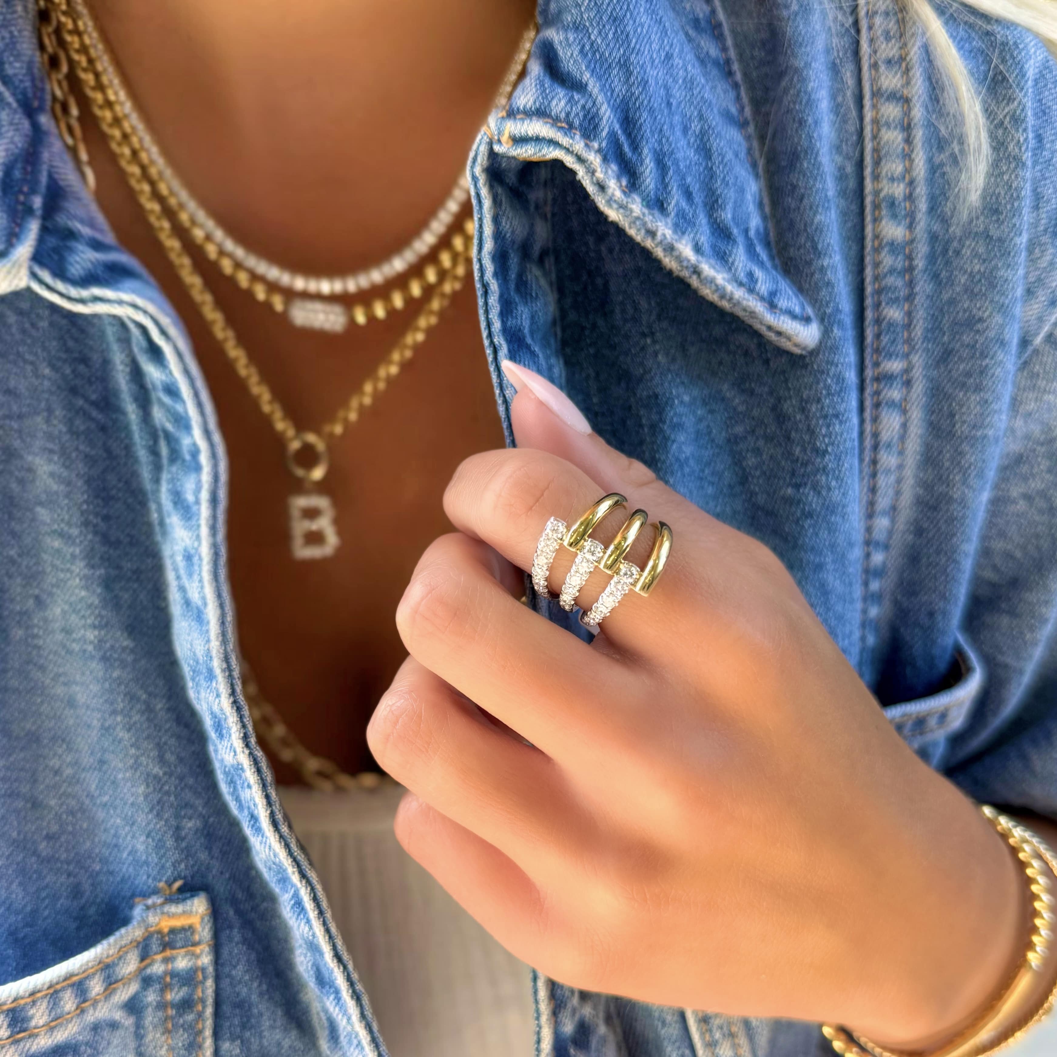 Two Tone Diamond Statement Ring