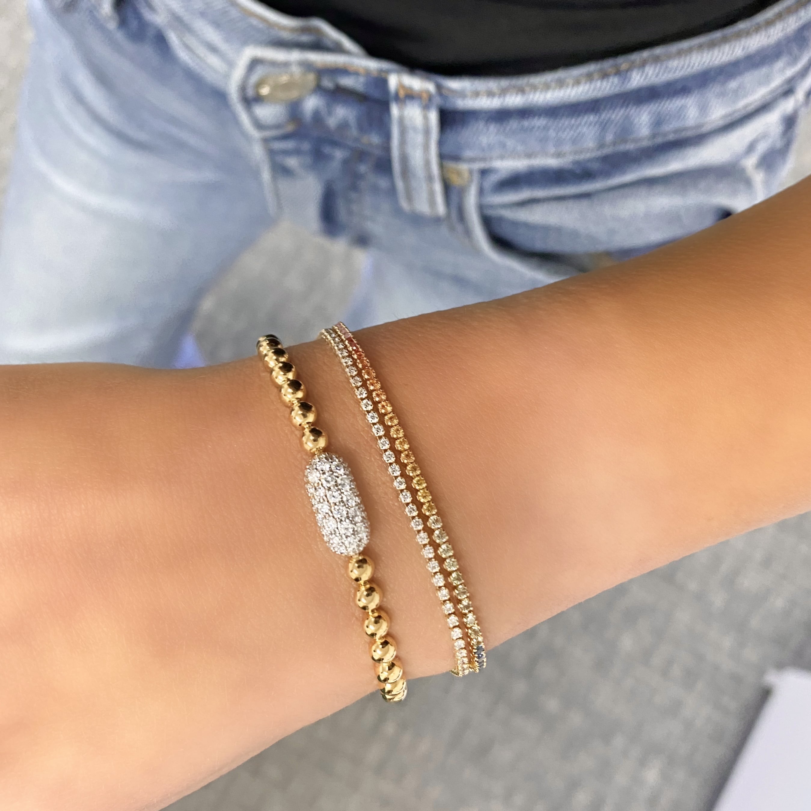 Pave Diamond Beaded Bracelet