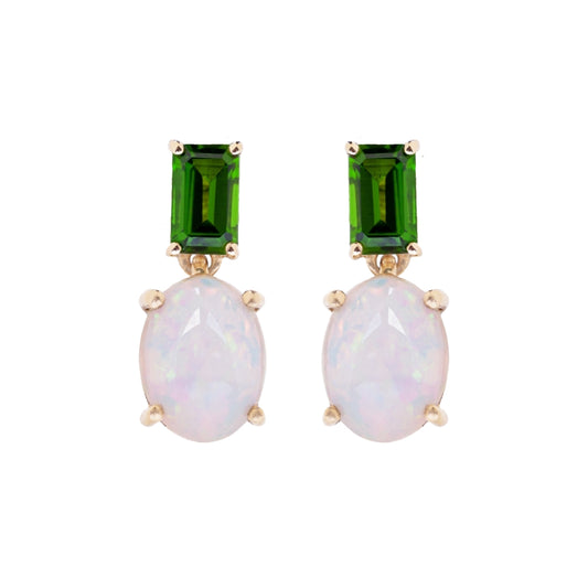 Opal and Diopside Drop Earrings