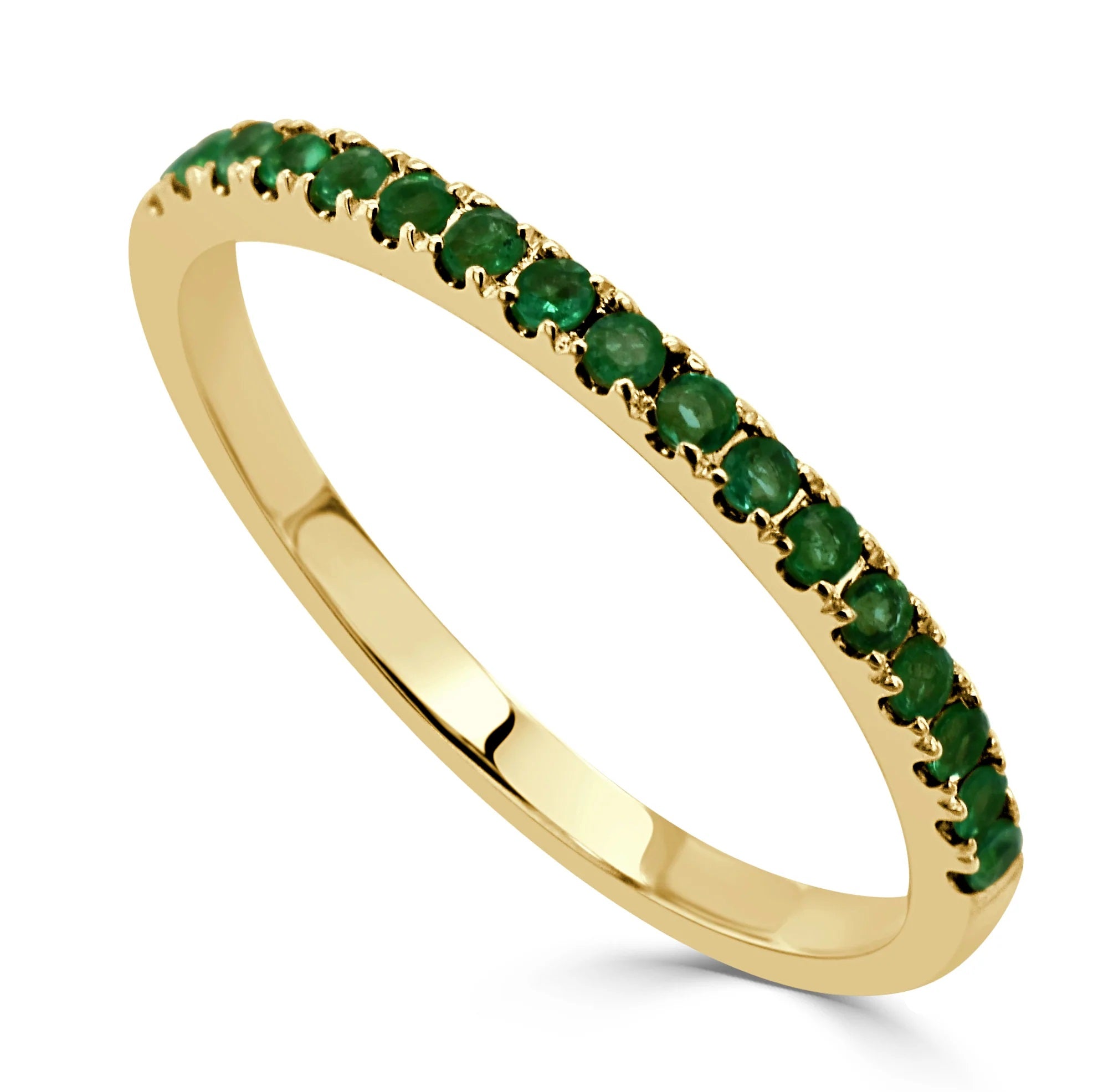 YELLOW GOLD EMERALD STACKABLE RING