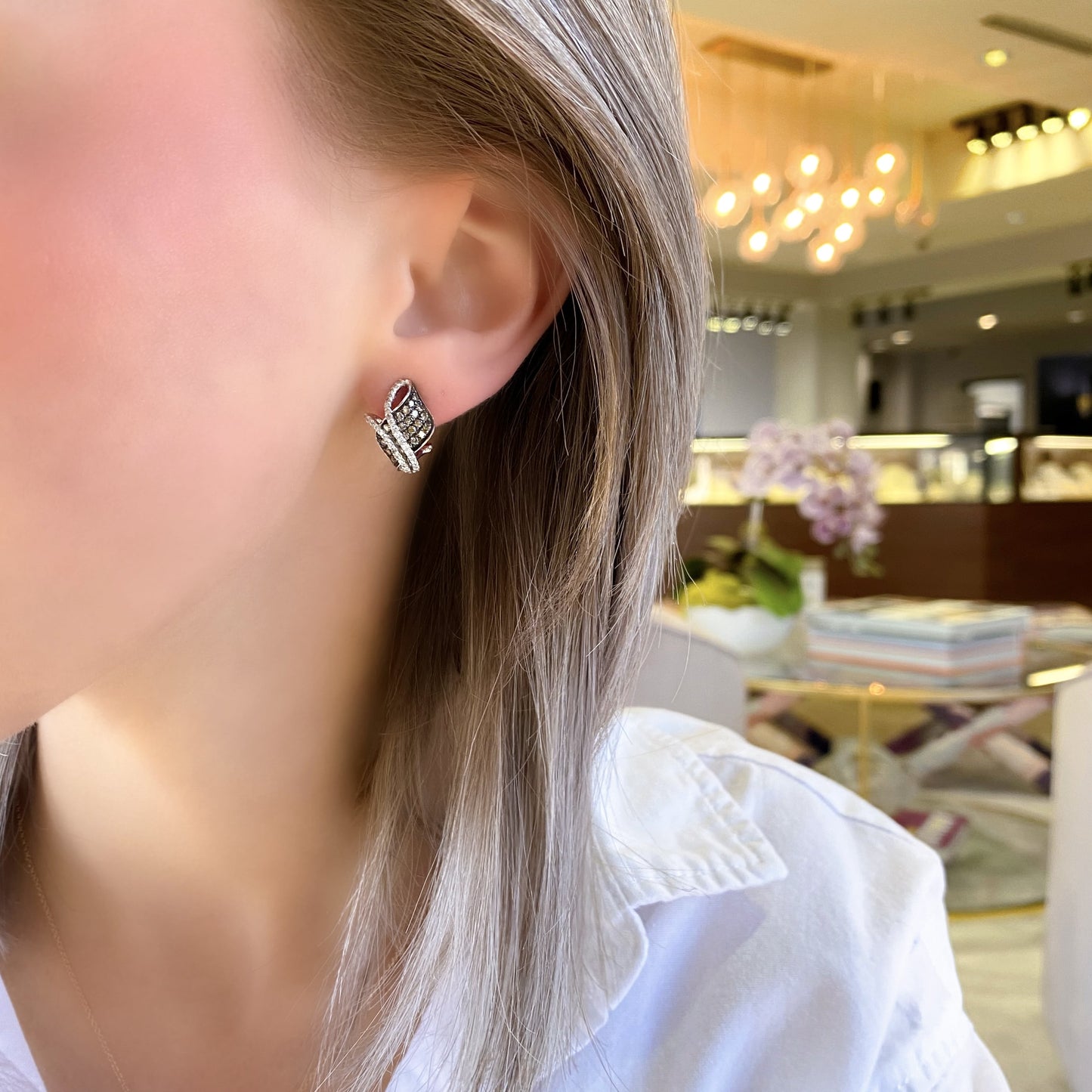 Chocolate Swirl Diamond Earrings
