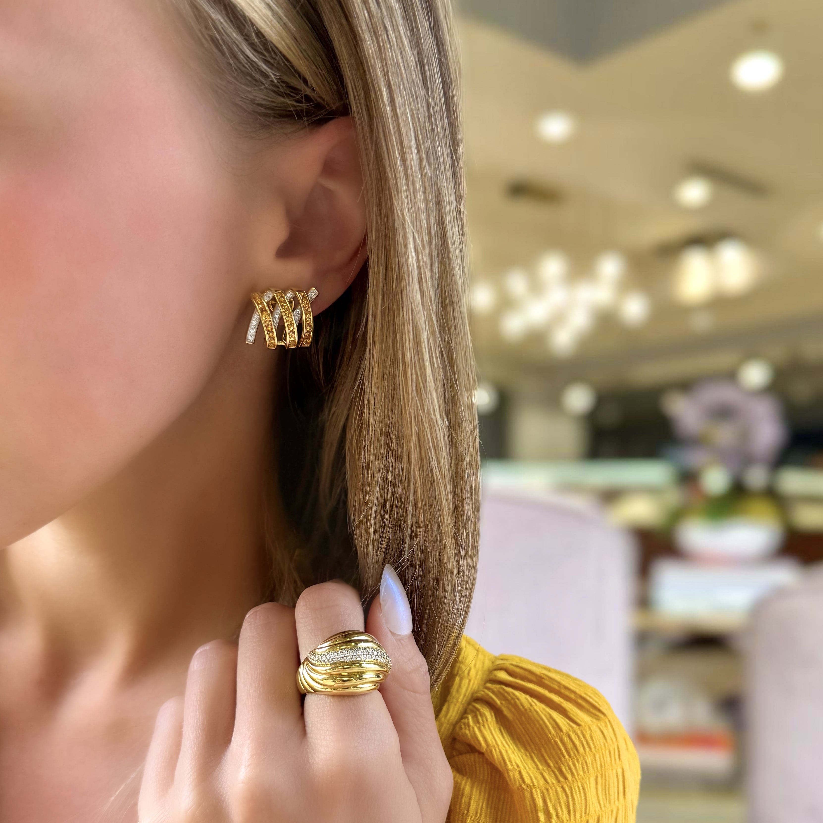 Citrine and Diamond Earrings