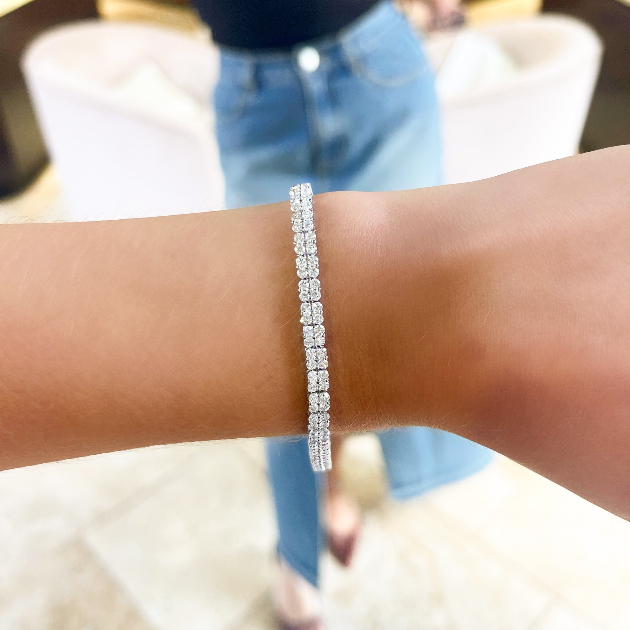 Diamond Cluster Tennis Bracelet