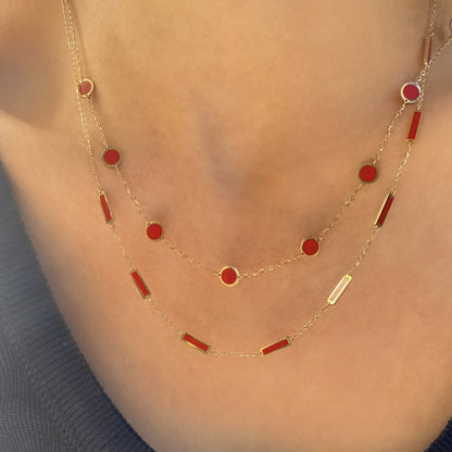 Coral Bar Station Necklace