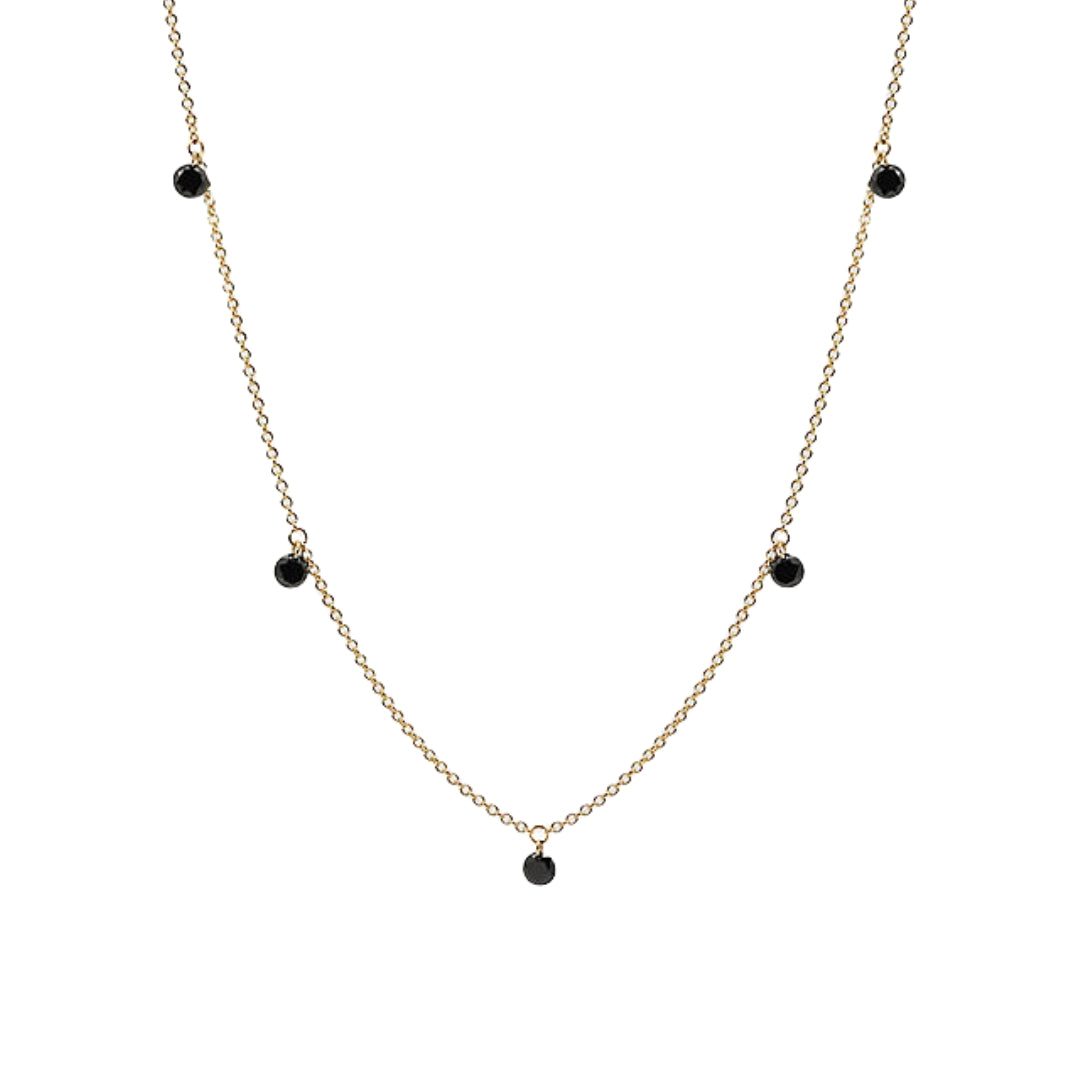 Dangling Black Diamond Station Necklace