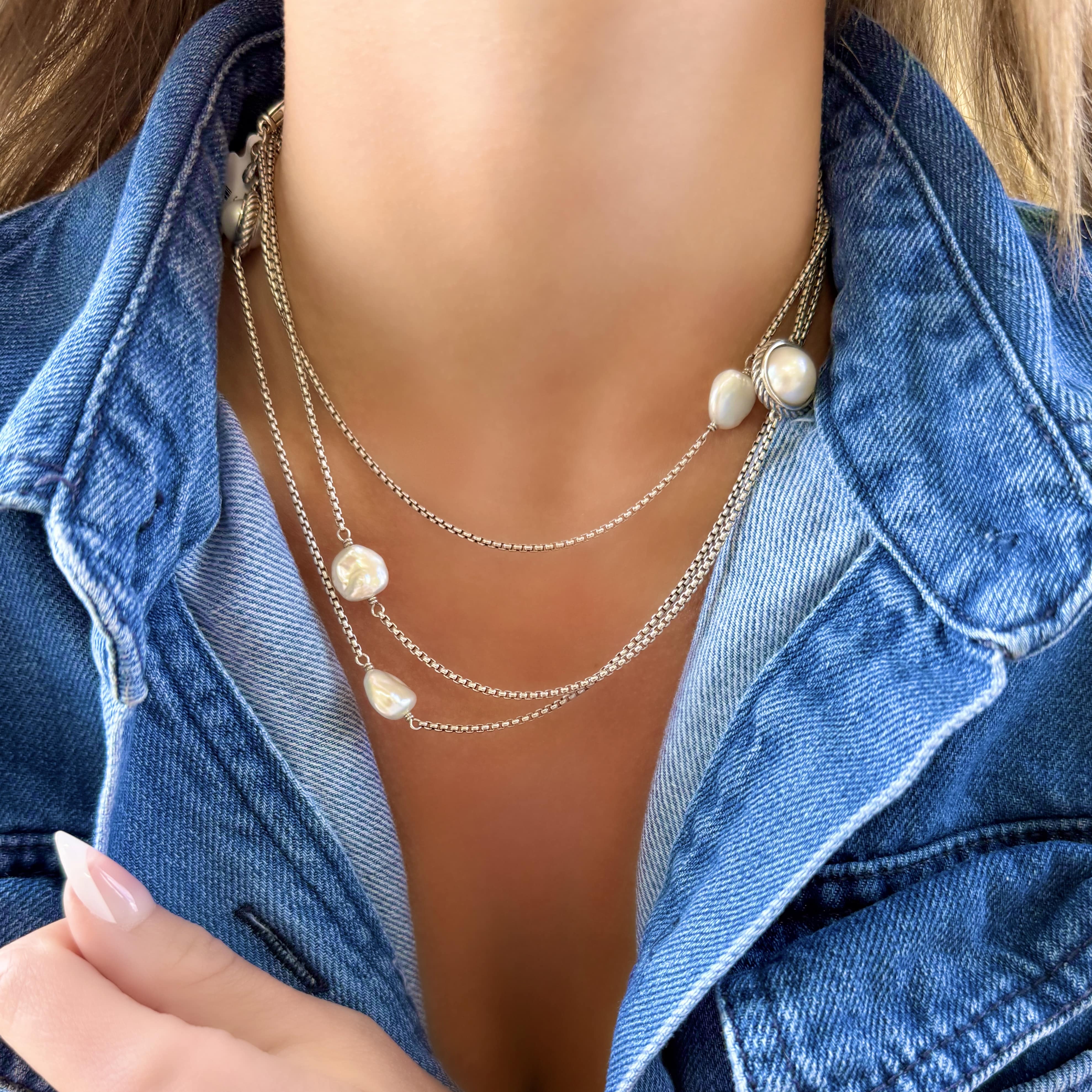 48" Pearl Station Necklace