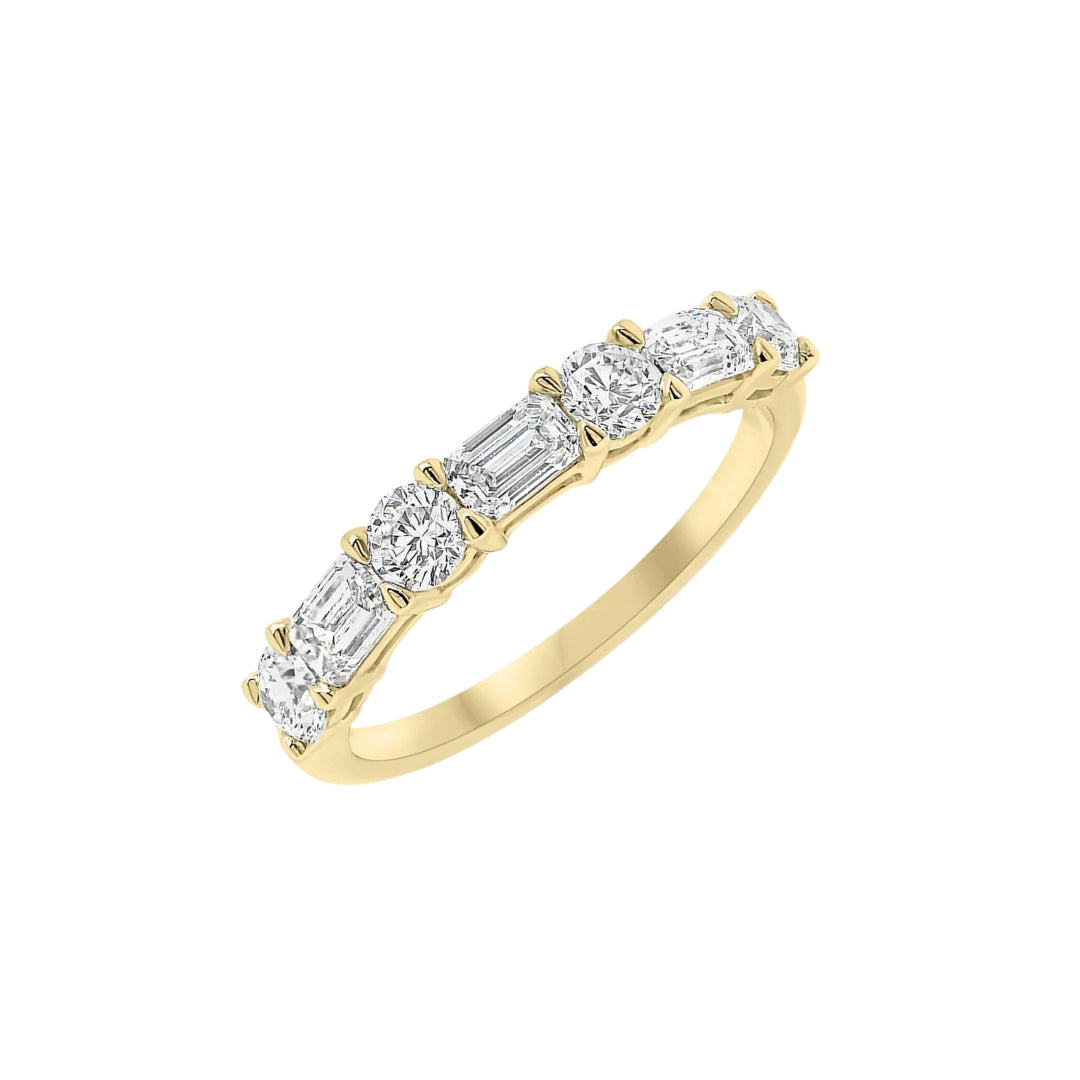 Round and Baguette Diamond Band