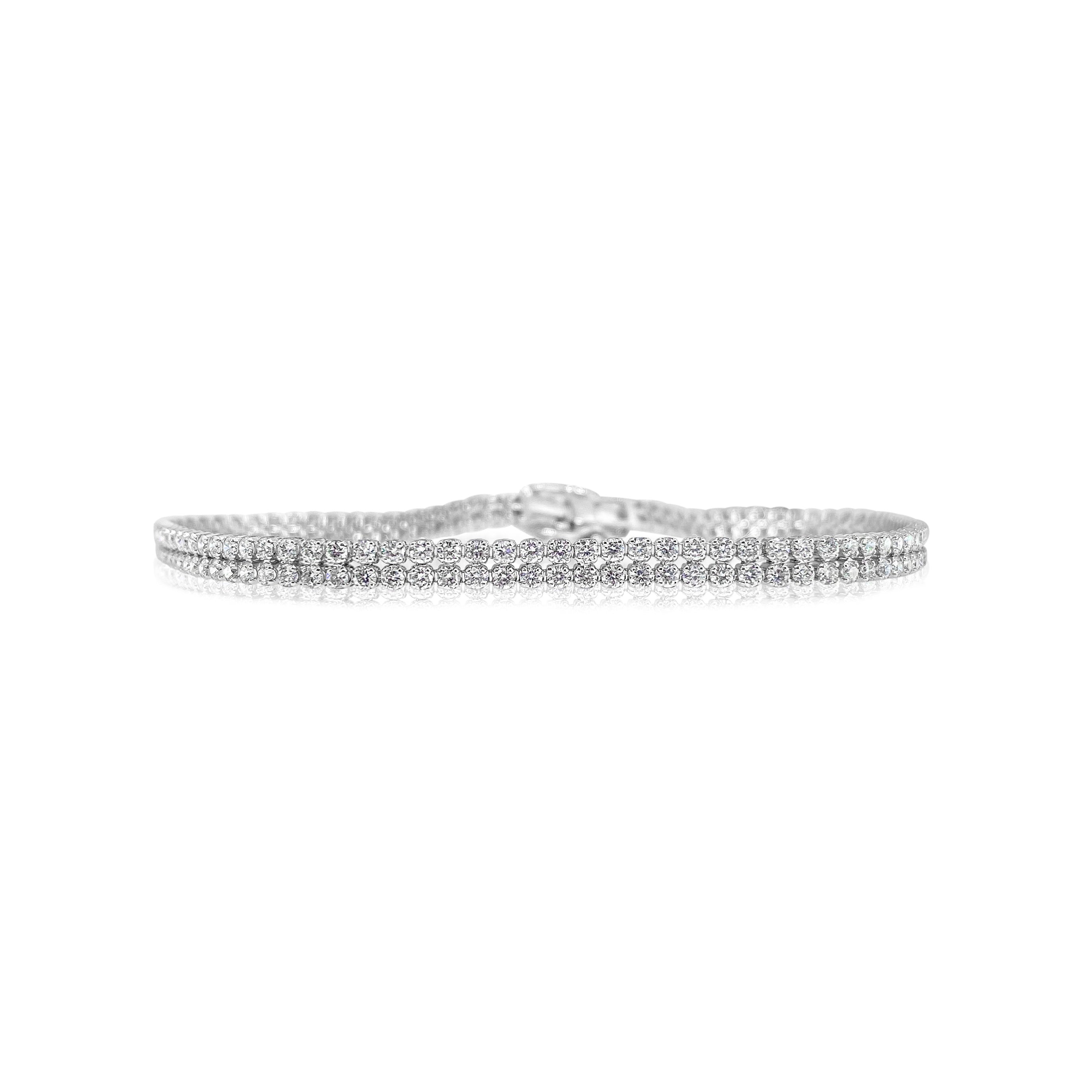 Double Row Diamond Tennis Bracelet