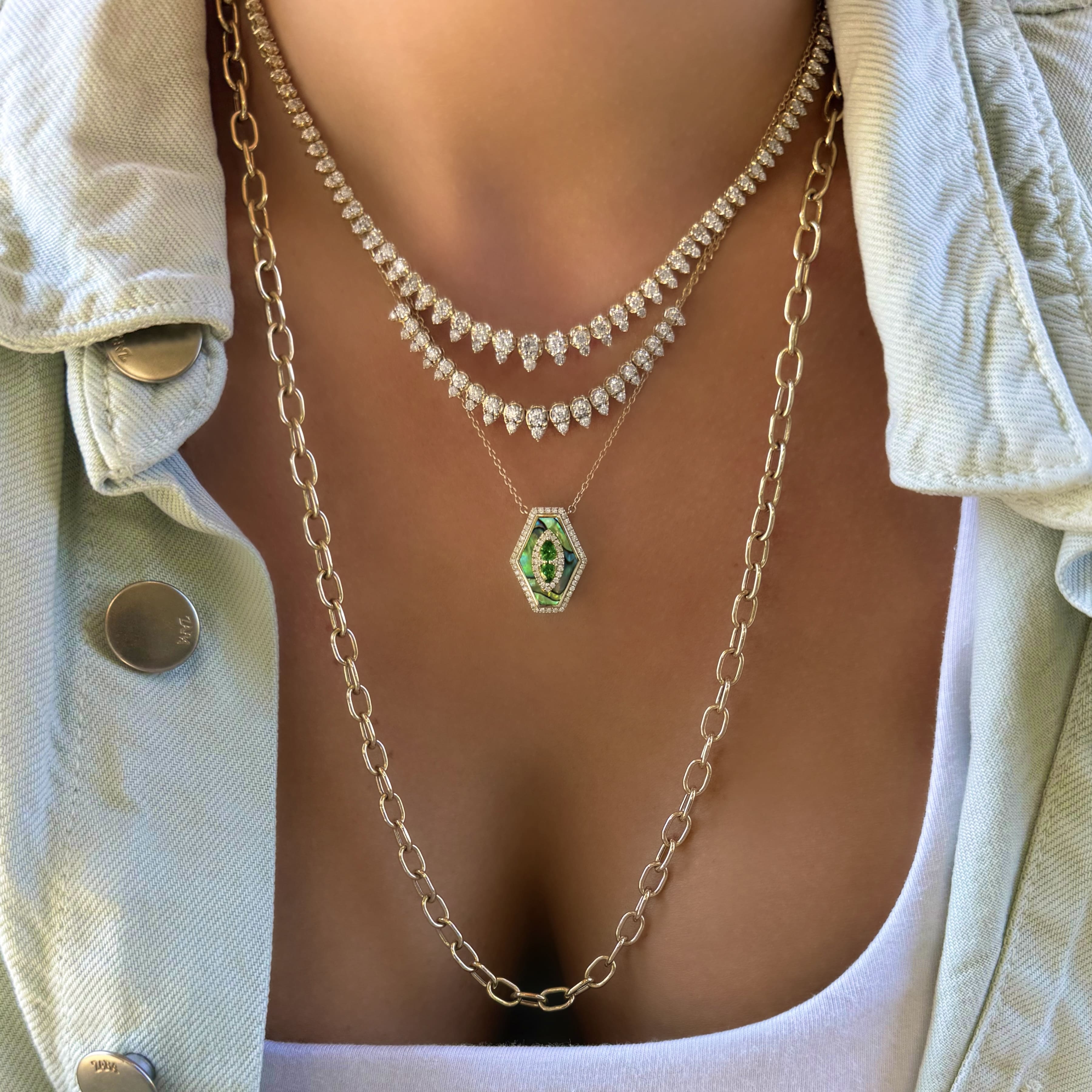 Halfway Spiked Diamond Tennis Necklace