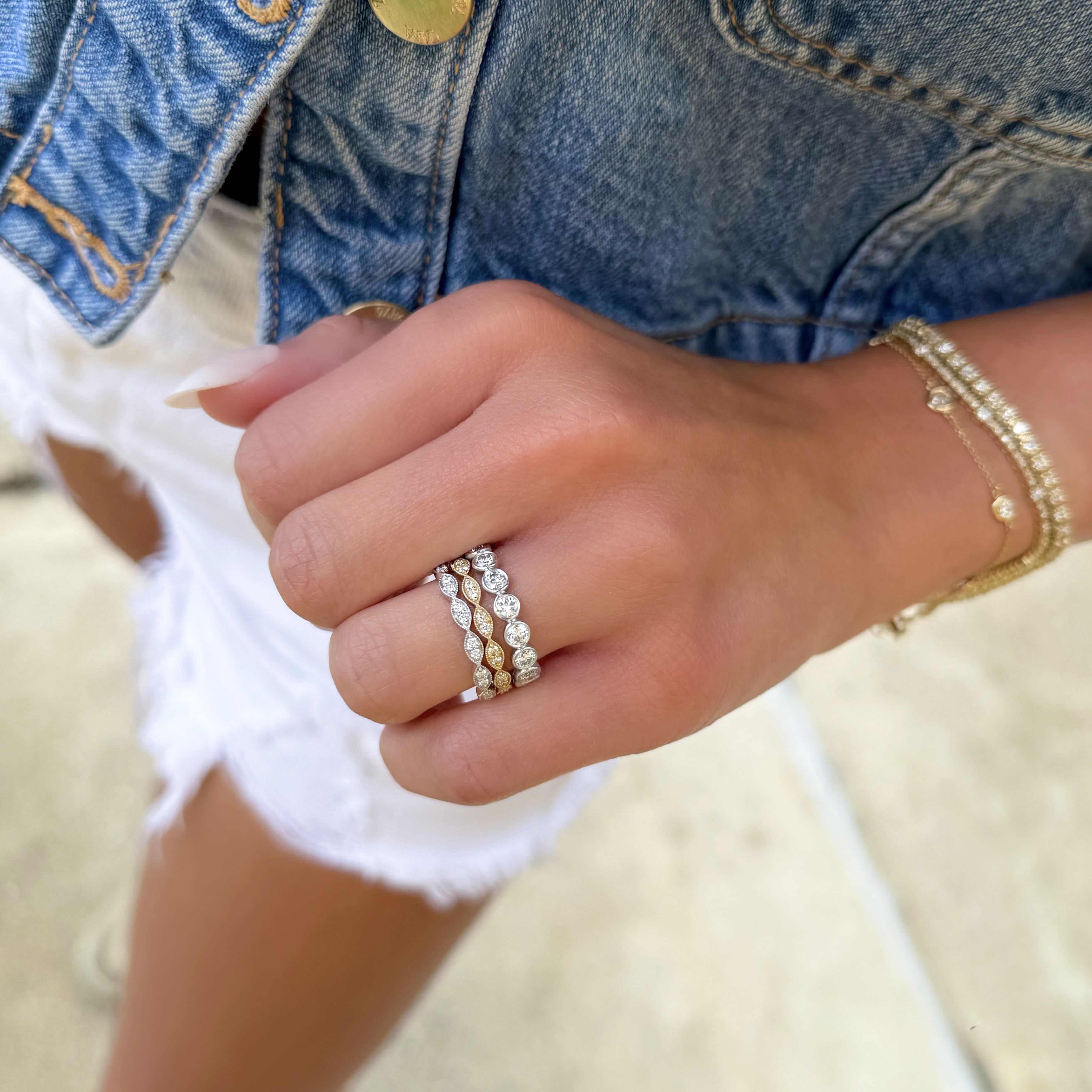 Scalloped Milgrain Diamond Band