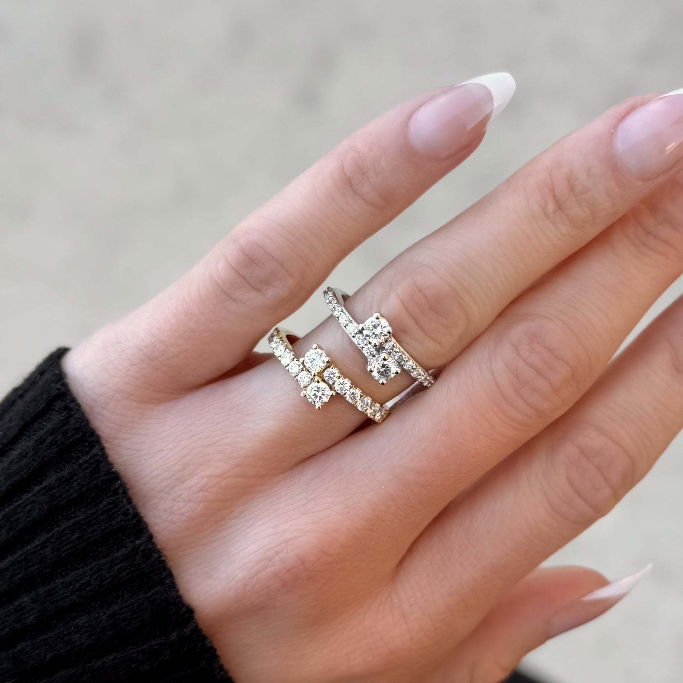 Round Diamond Bypass Ring