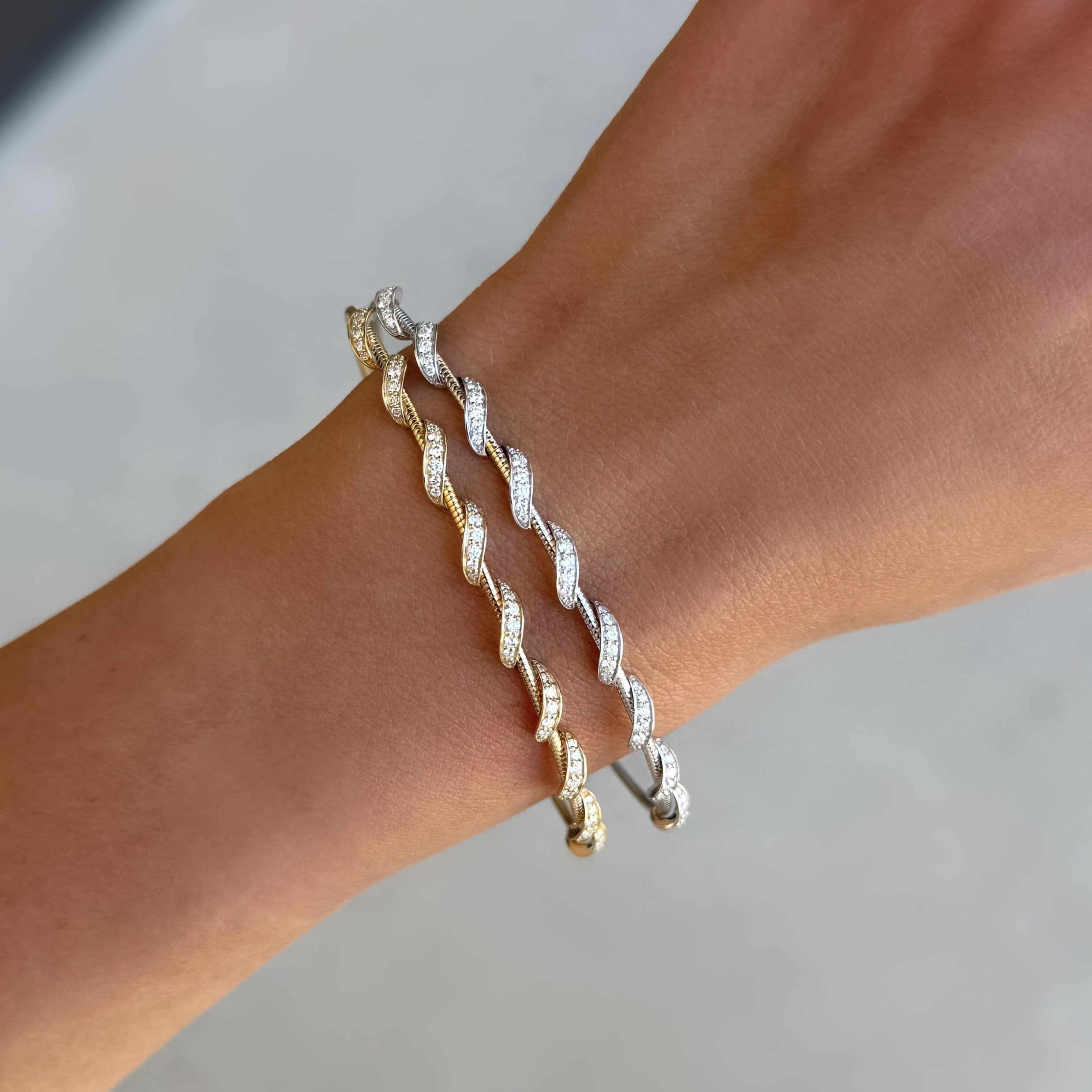 Twisted Diamond Coil Flex Bangle