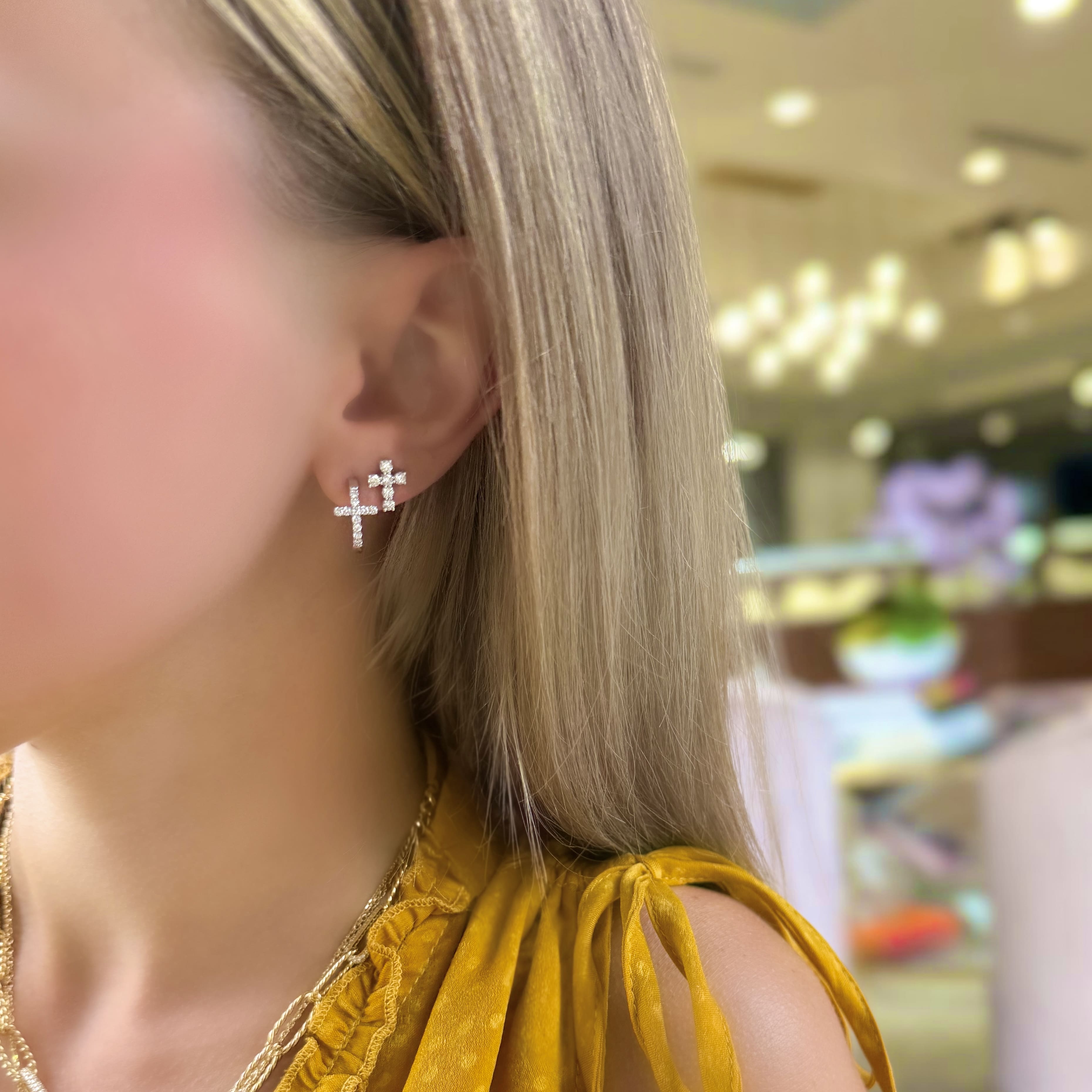 Diamond Cross Earrings
