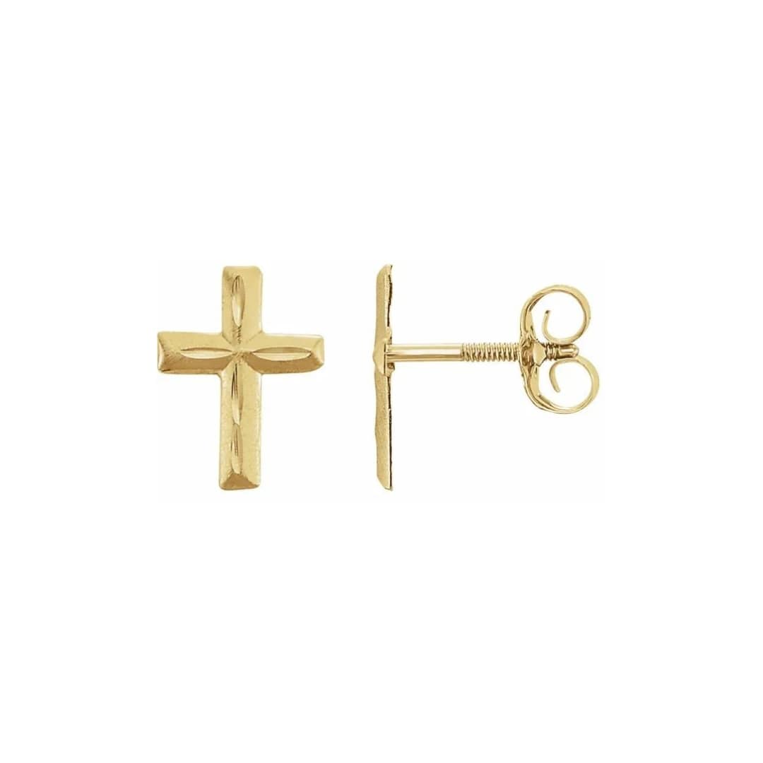 Diamond Cut Cross Stud Earrings