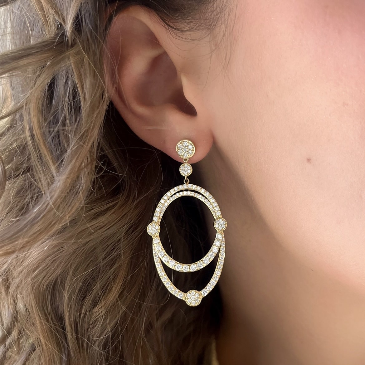 Dangling Diamond Loop Earrings