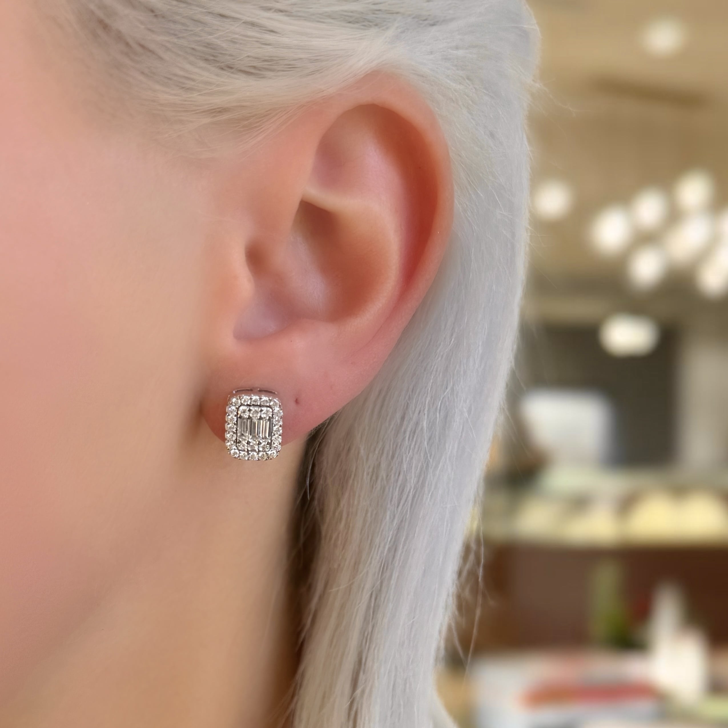 Baguette and Pave Diamond Jacket Earrings