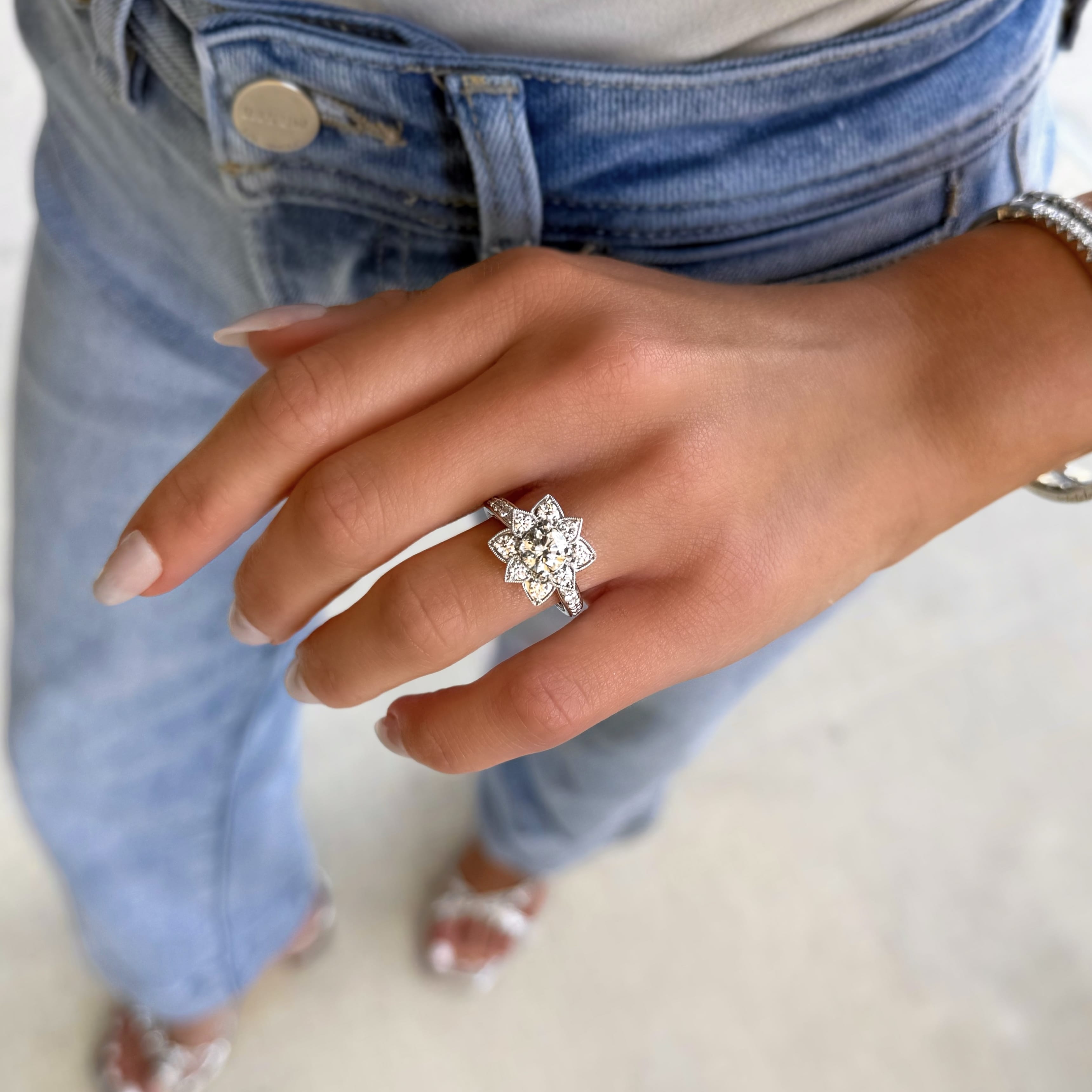 Diamond Flower Statement Ring