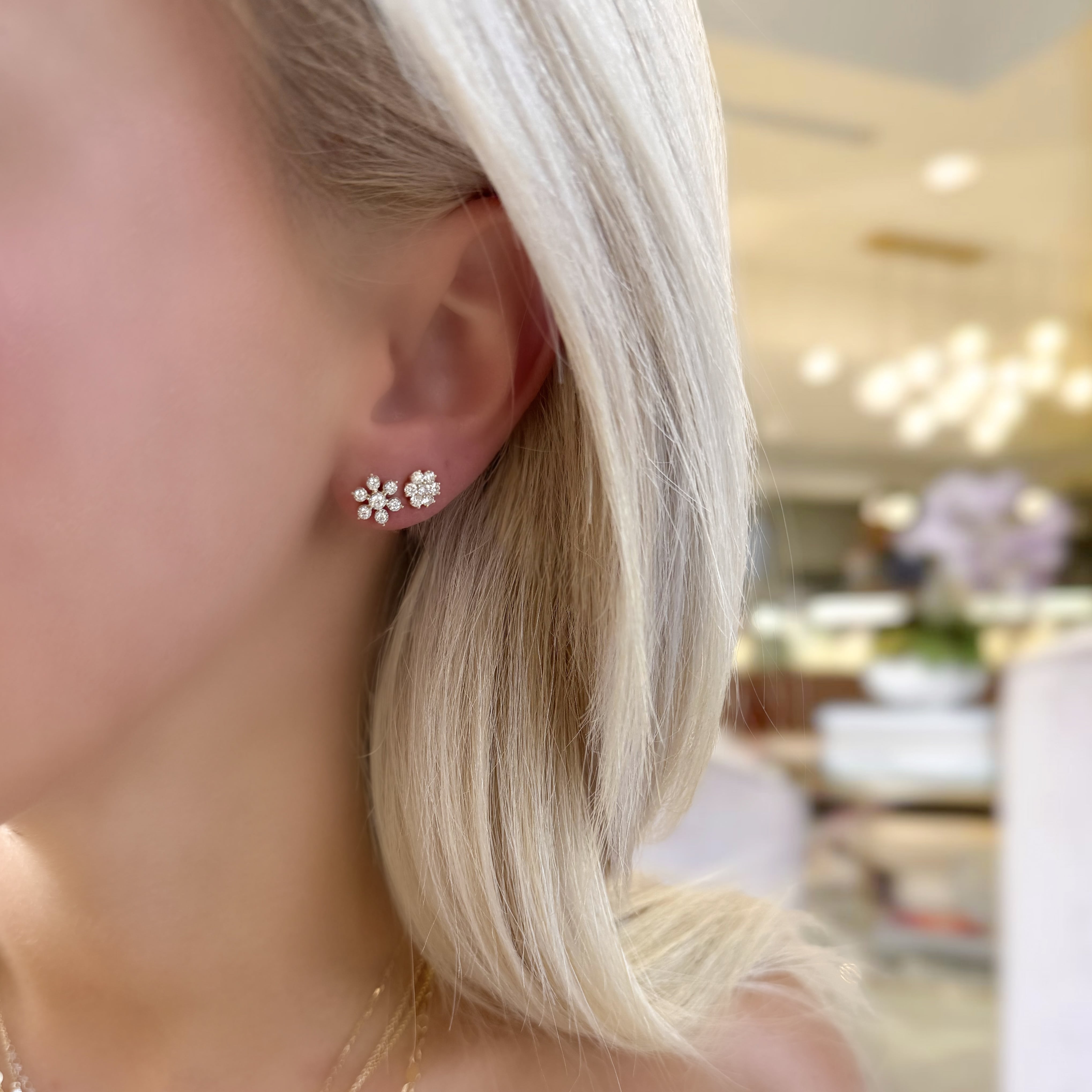 7 Stone Diamond Flower Studs
