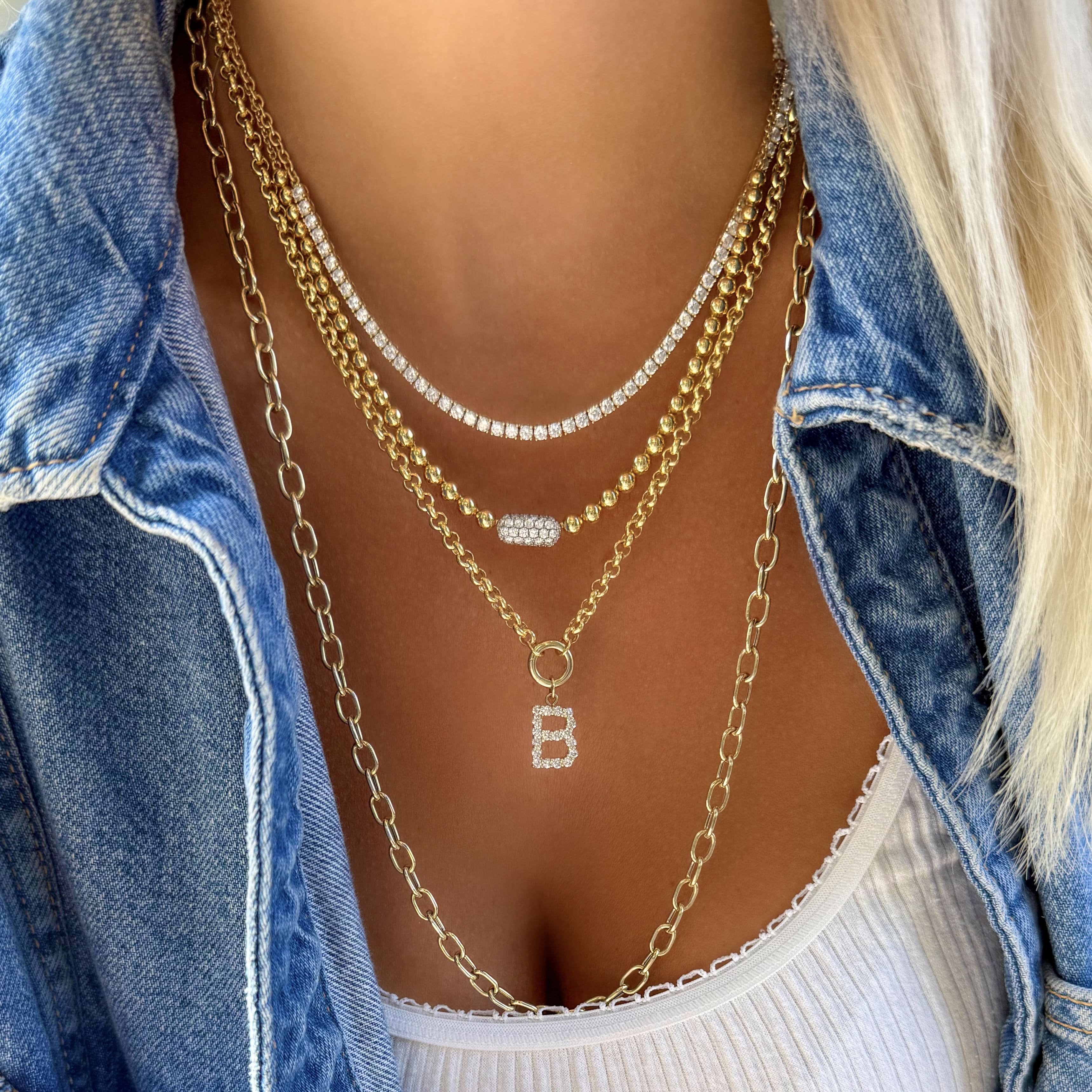 Pave Diamond and Bead Necklace