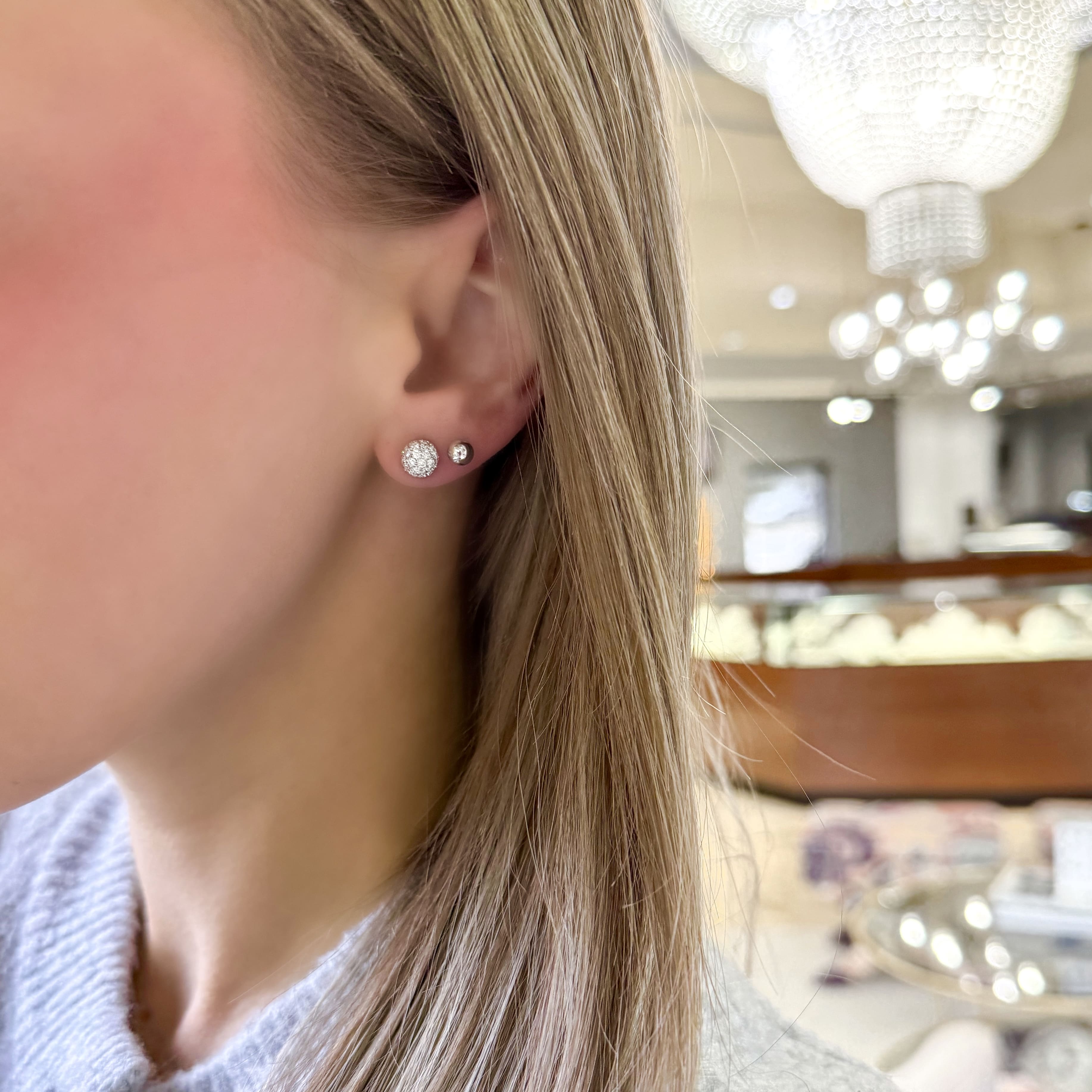 White Gold Ball Stud Earrings