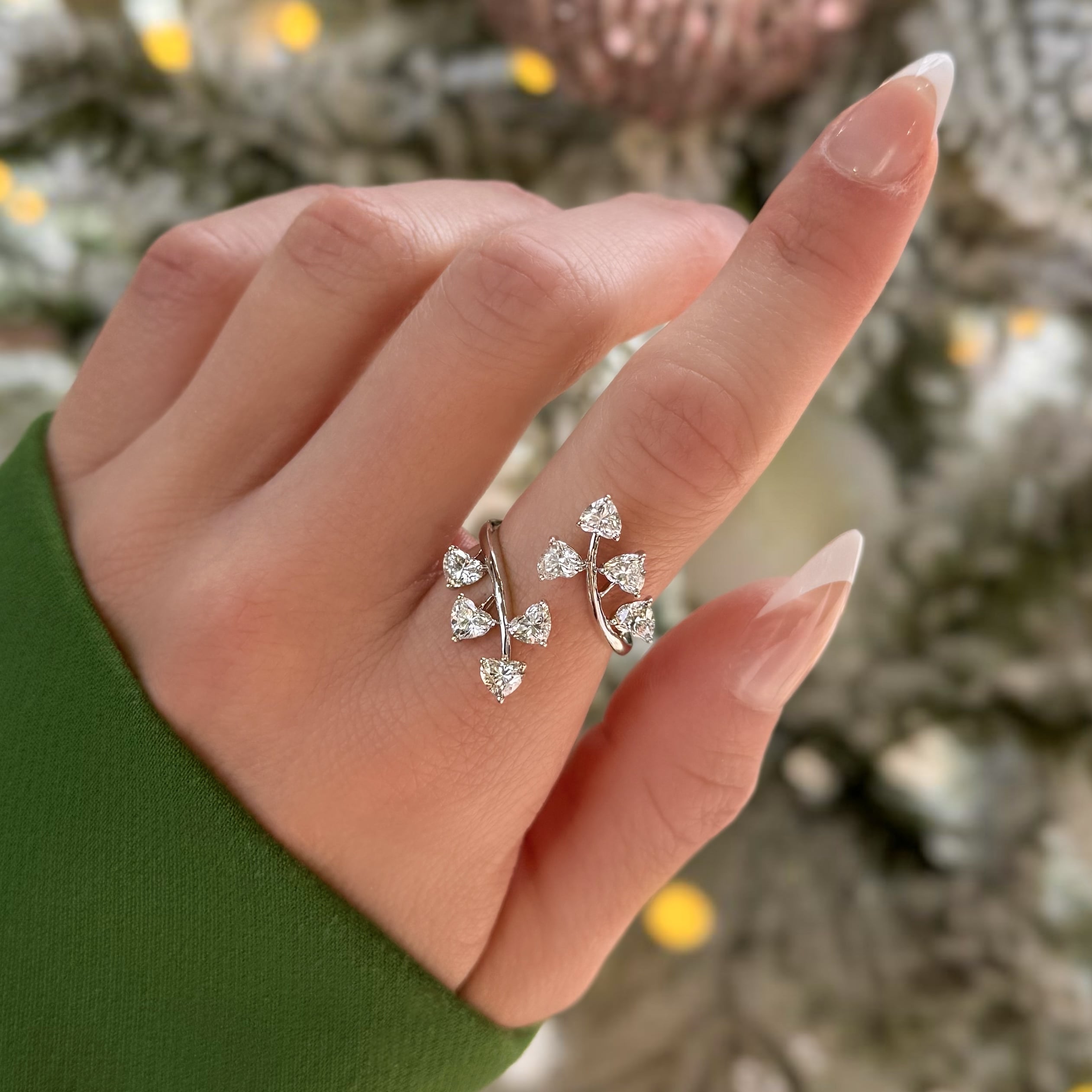 Heart Shape Diamond Crossover Ring