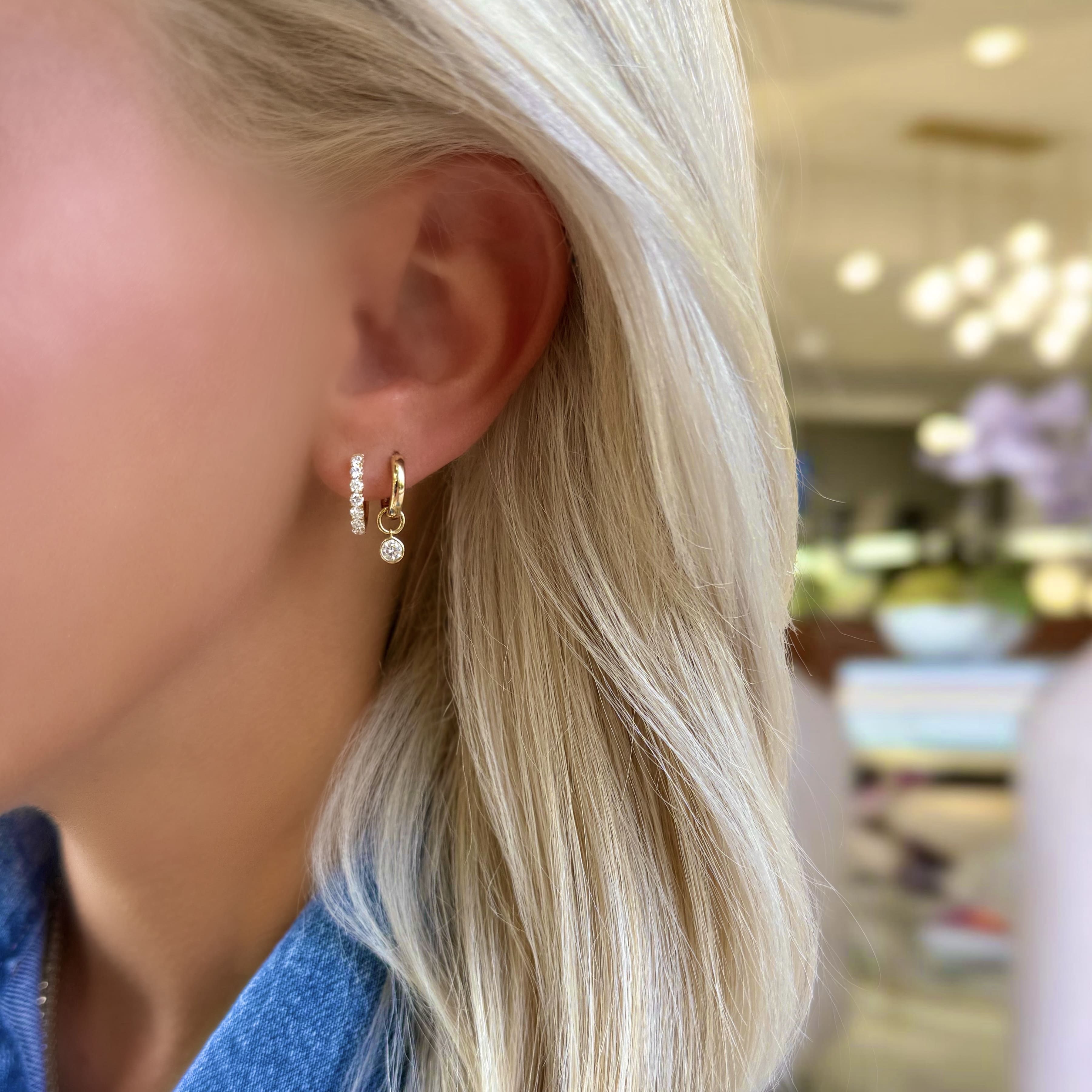 7 Stone Diamond Huggie Earrings