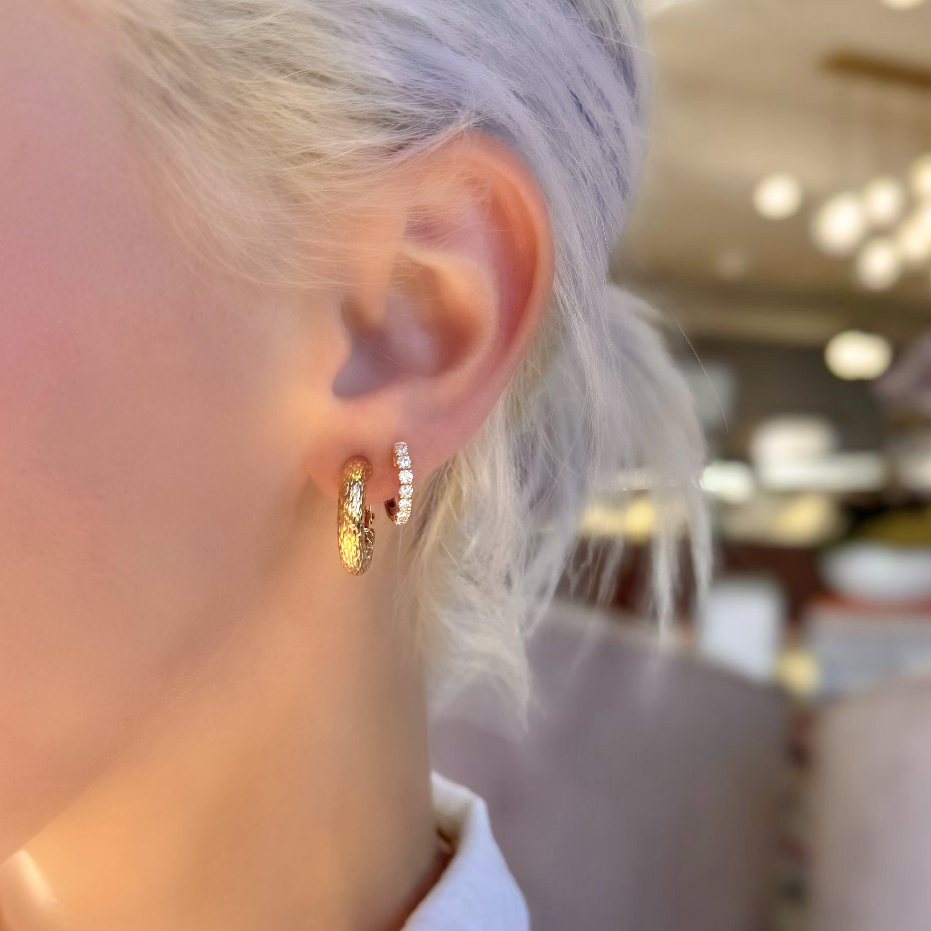 Chunky Diamond Cut Gold Hoops