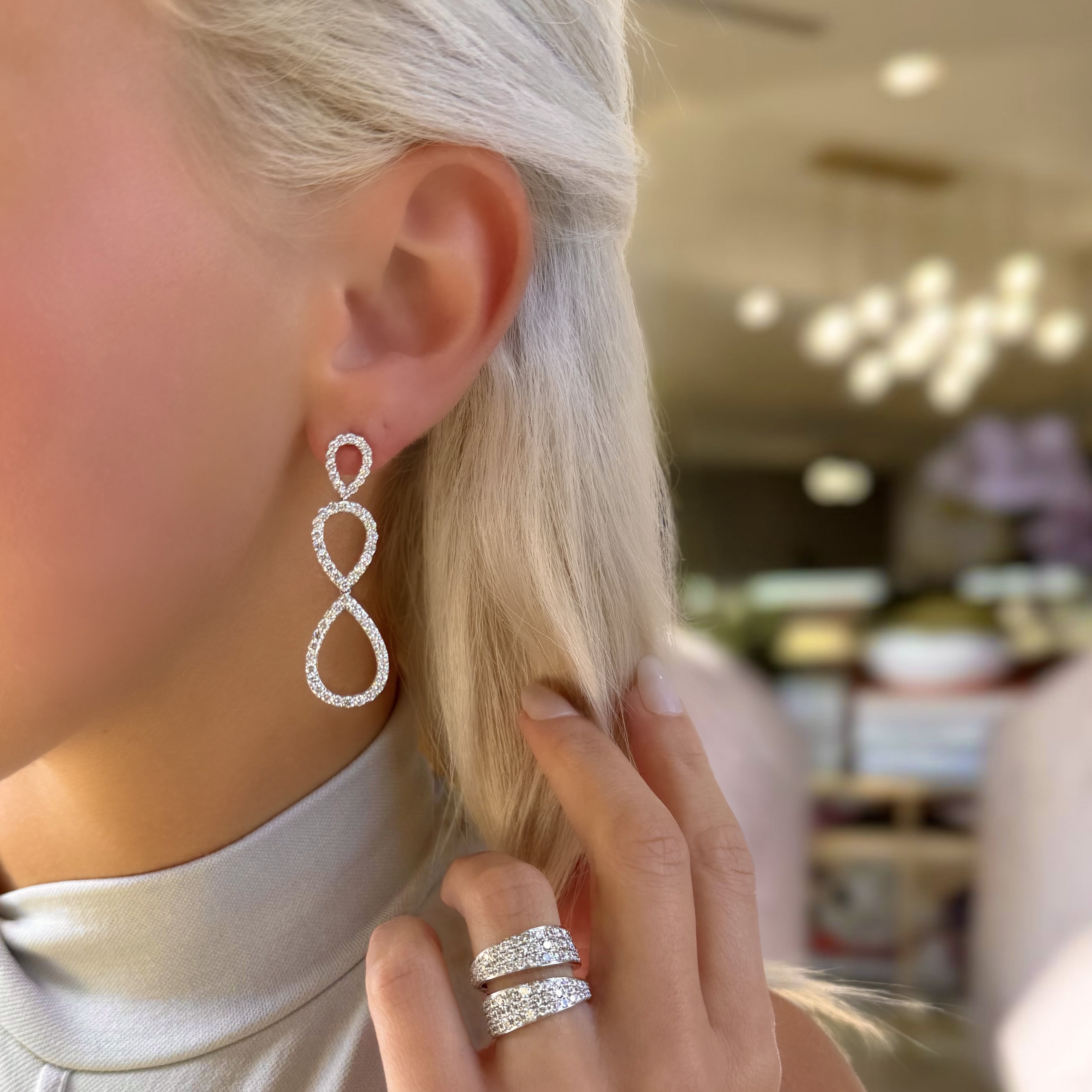 Diamond Infinity Drop Earrings