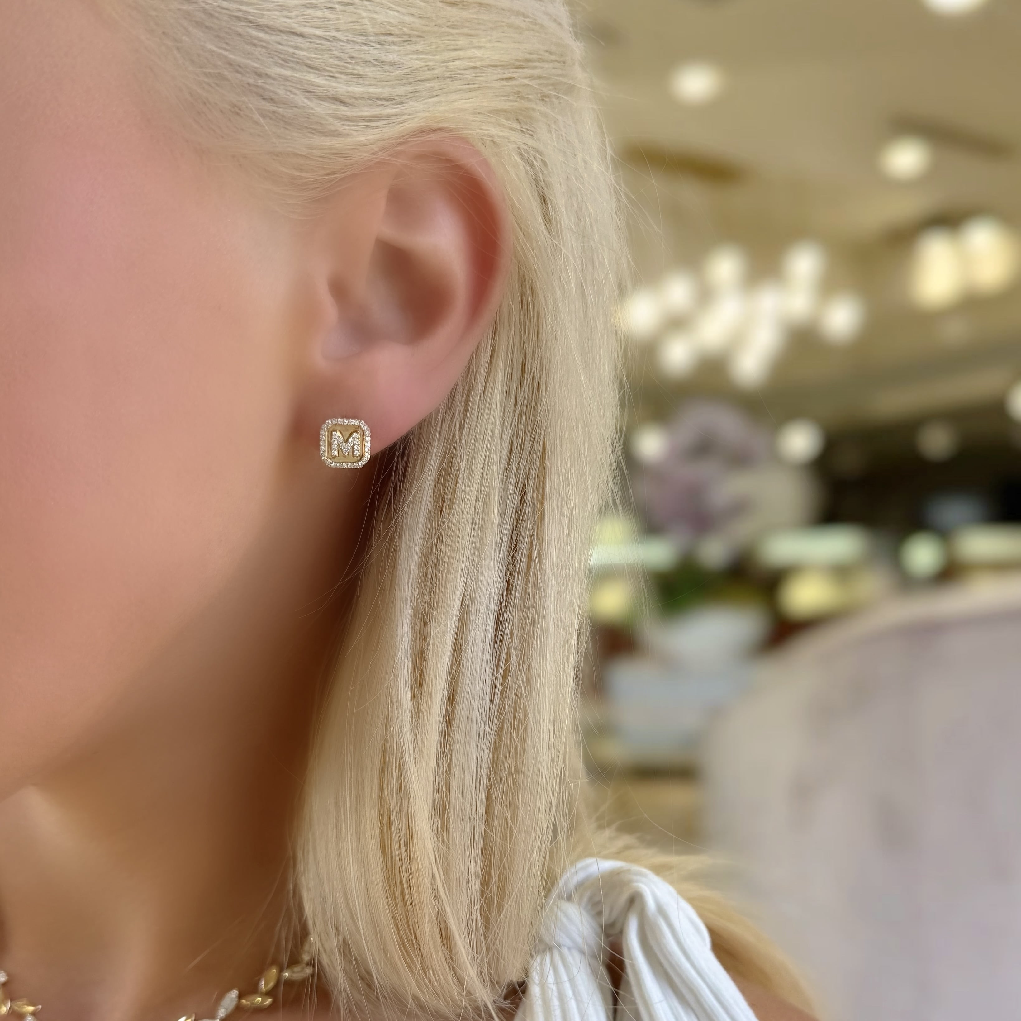Pave Diamond Initial Studs