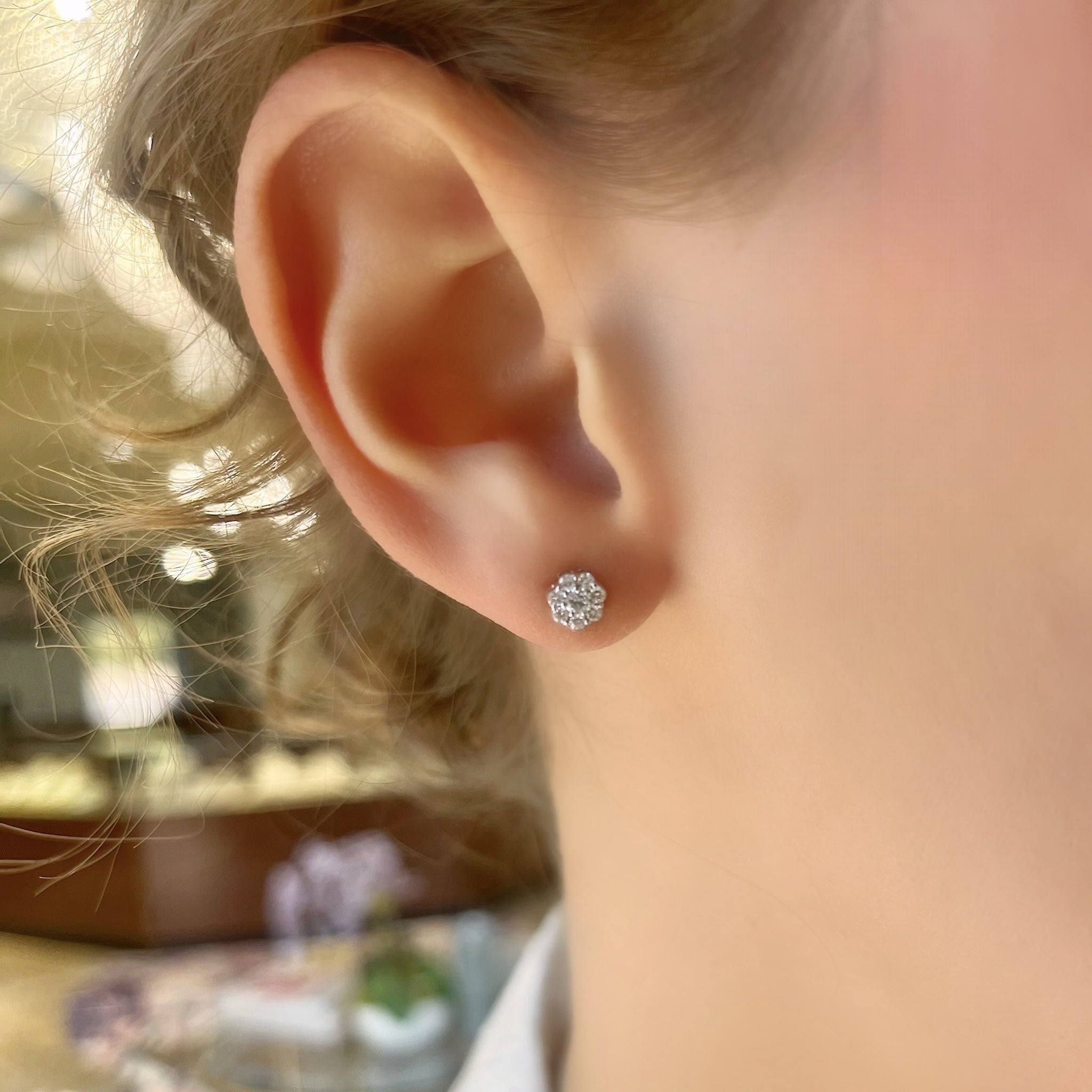 Mini Diamond Flower Stud Earrings