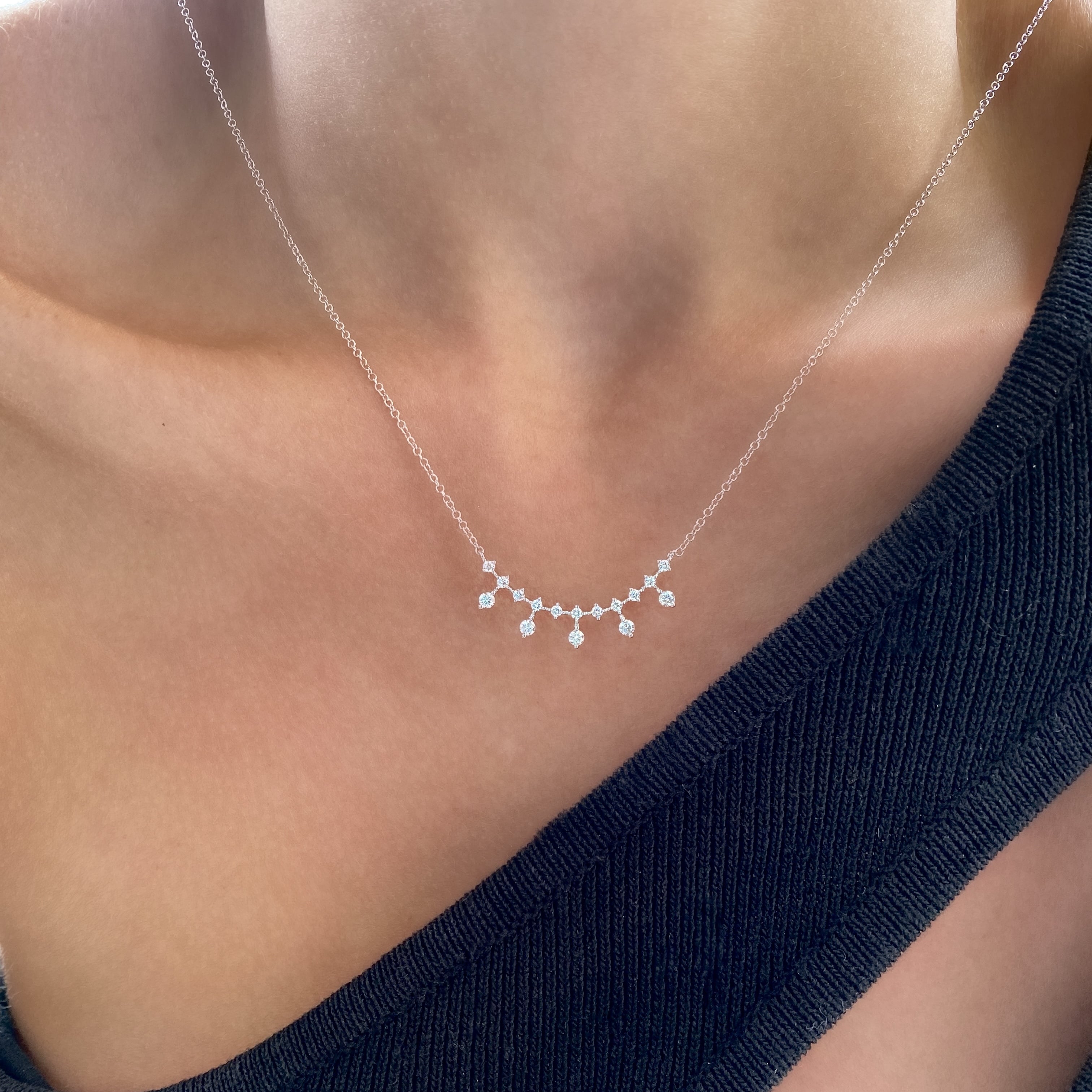 Curved Diamond Drop Necklace