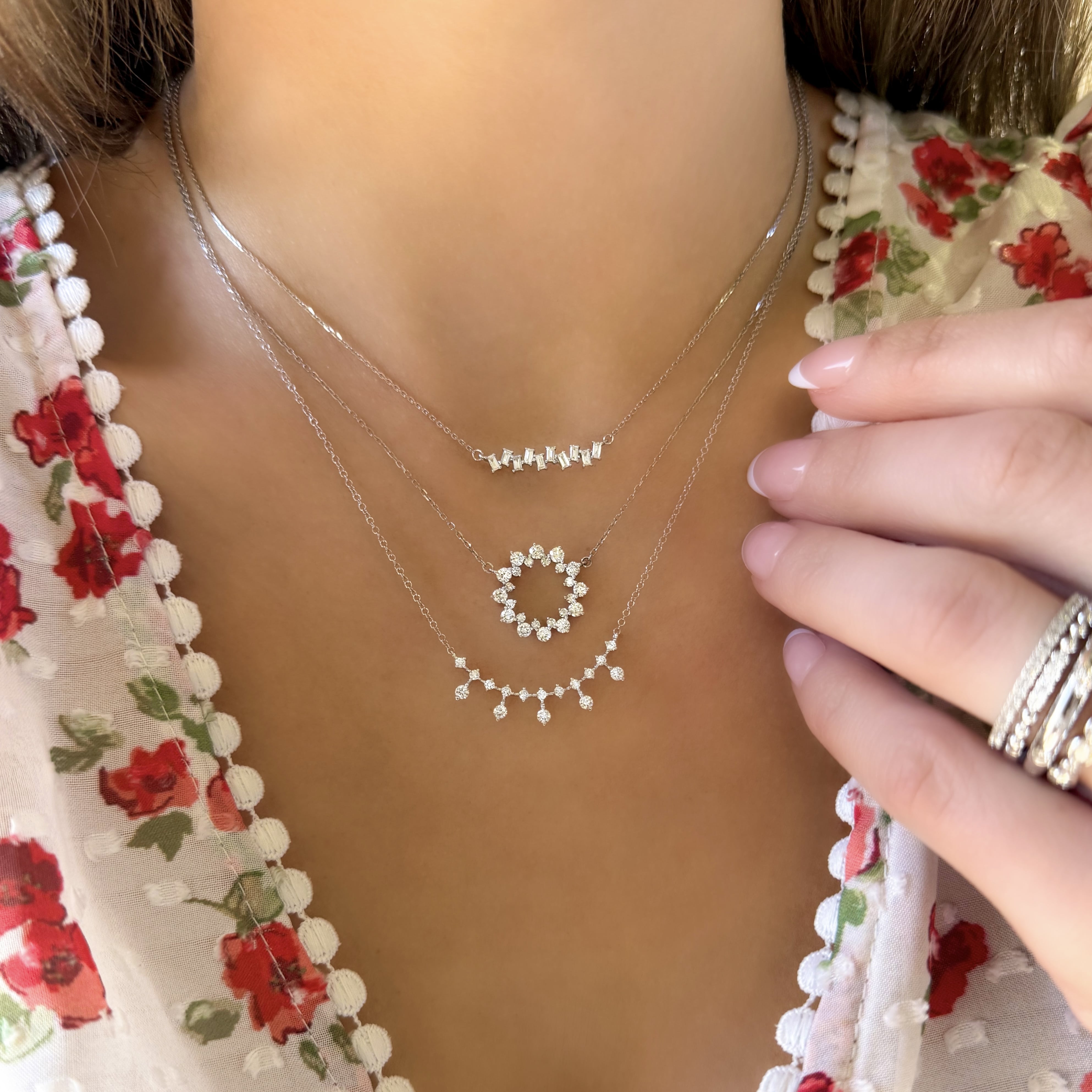 Curved Diamond Drop Necklace