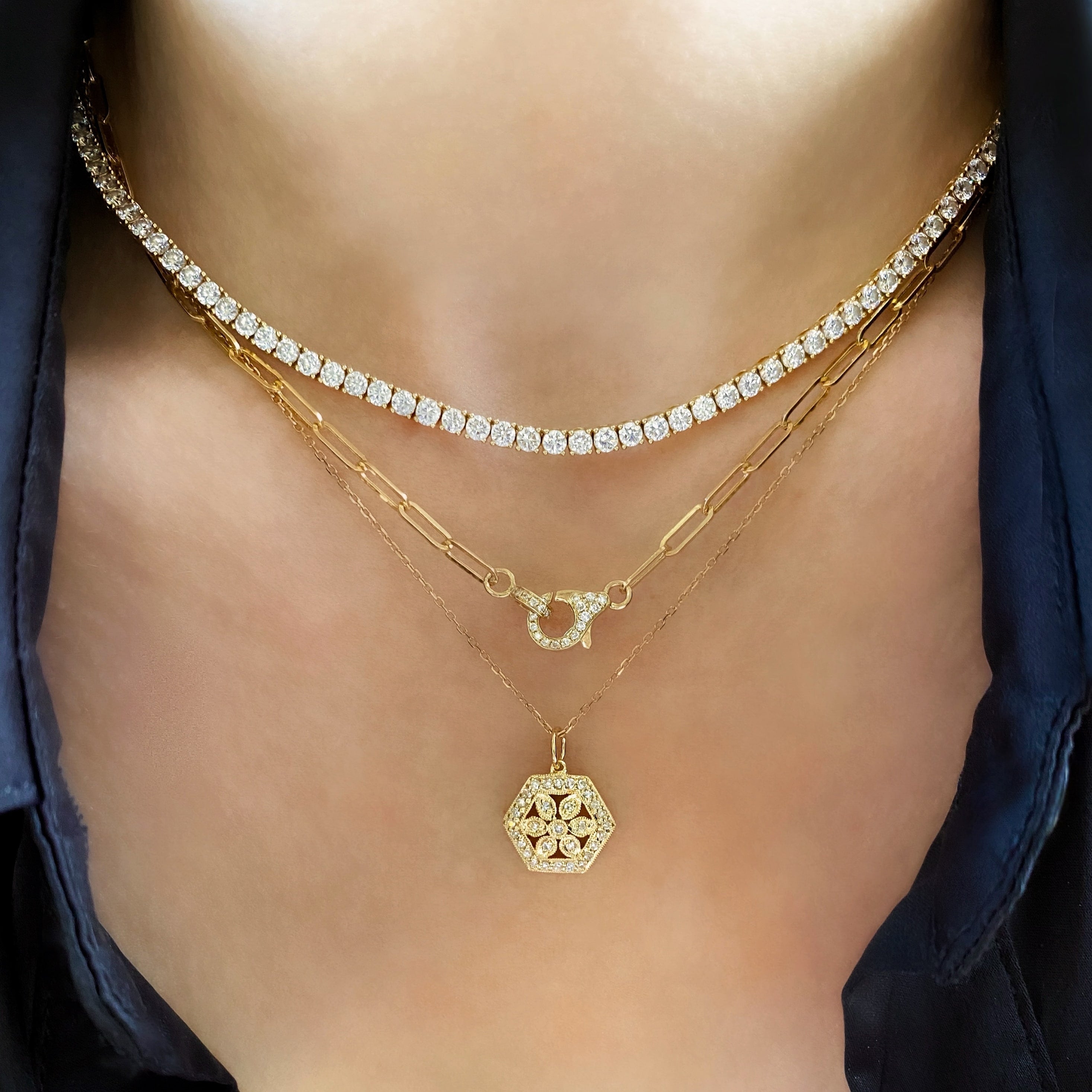 Diamond Flower Cutout Necklace