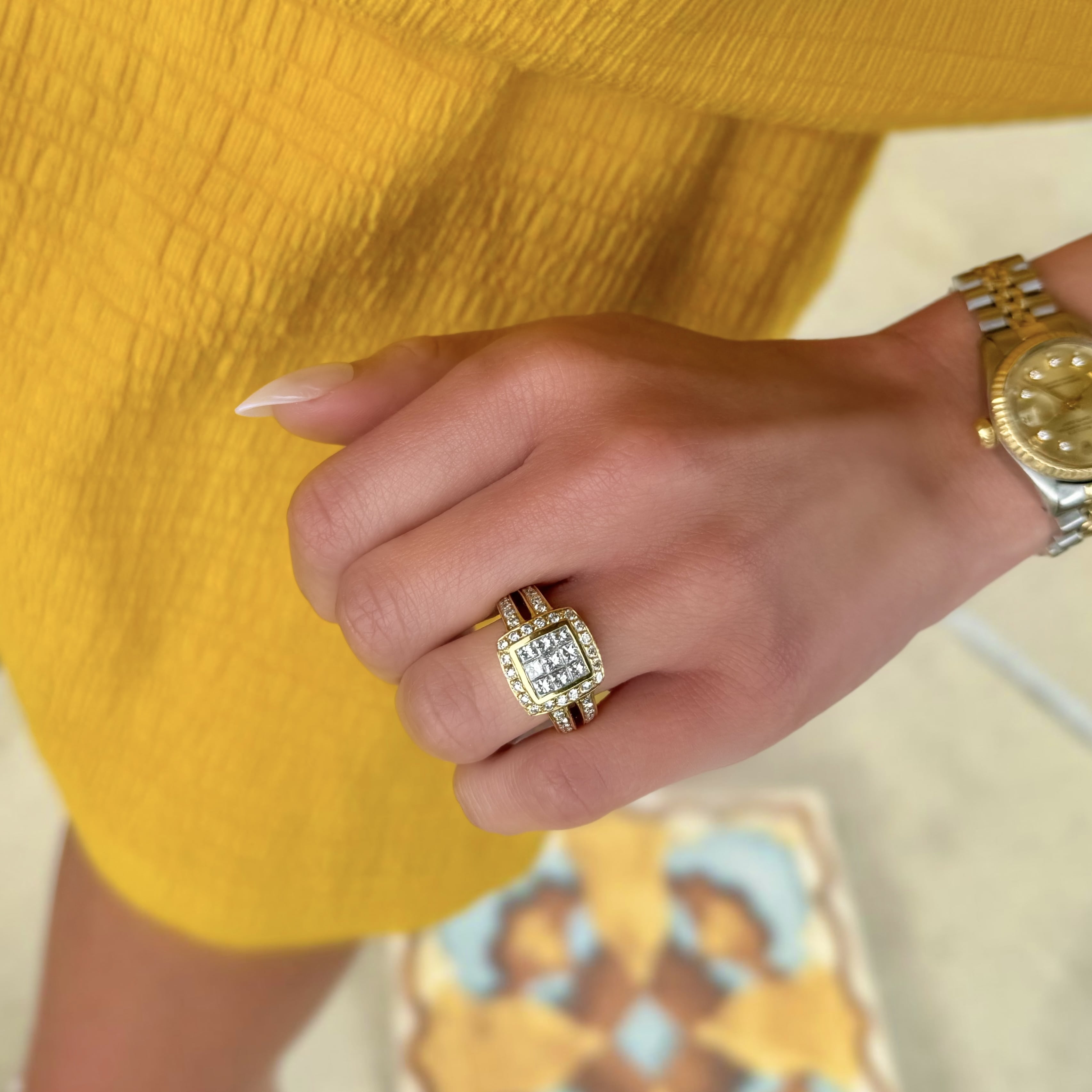 Princess Cut Diamond Cluster Ring