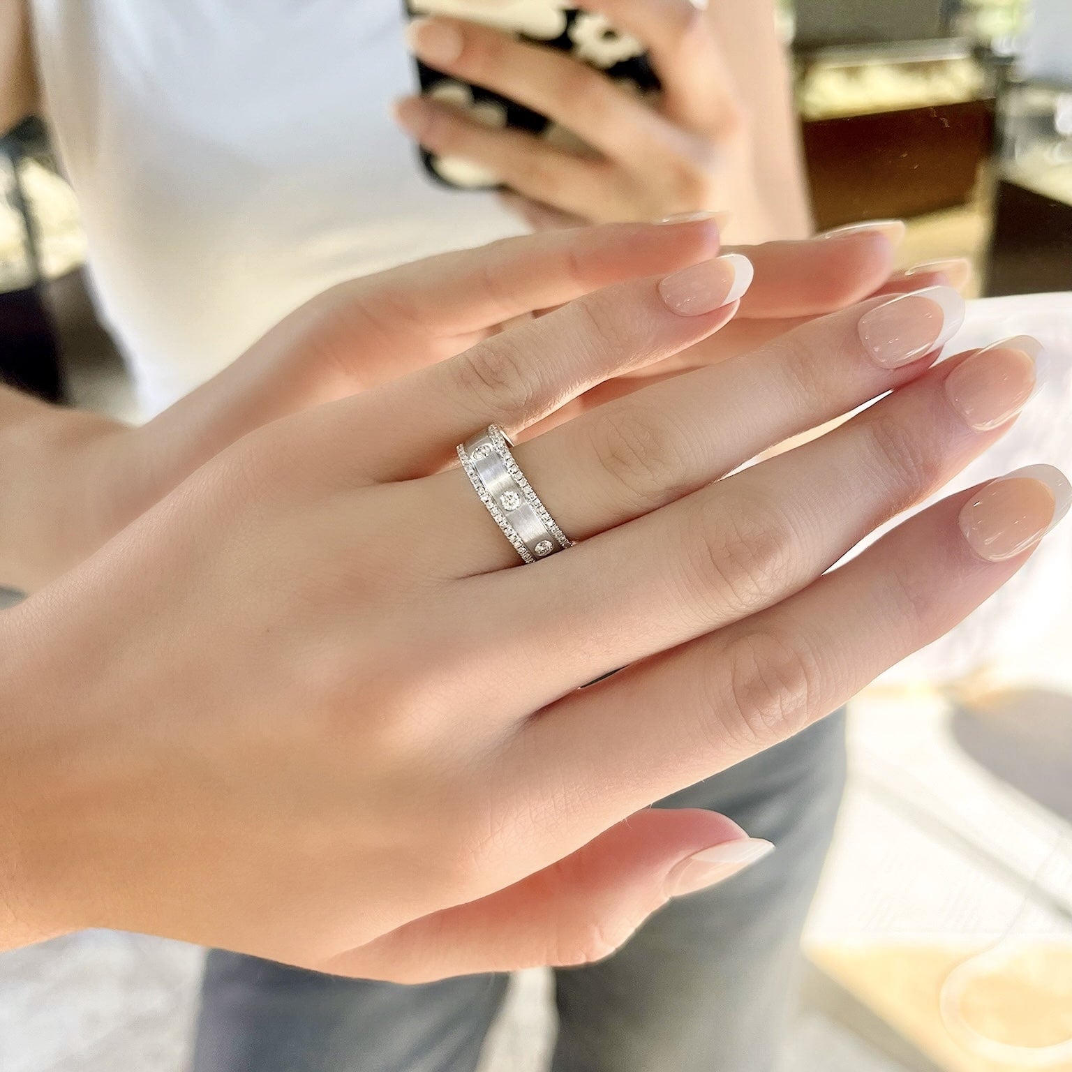 Diamond Inlay and Border Ring