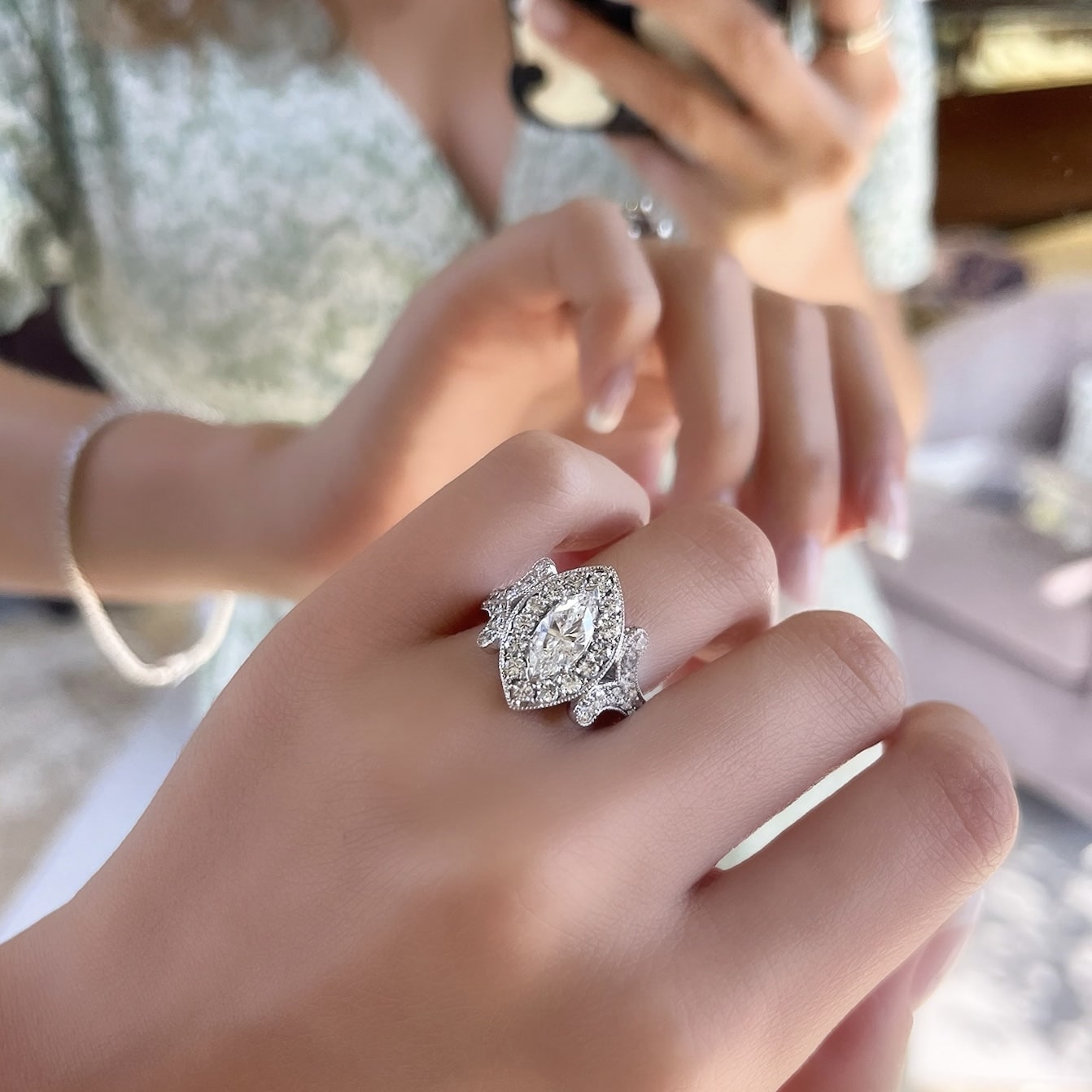 Marquise and Round Diamond Ring