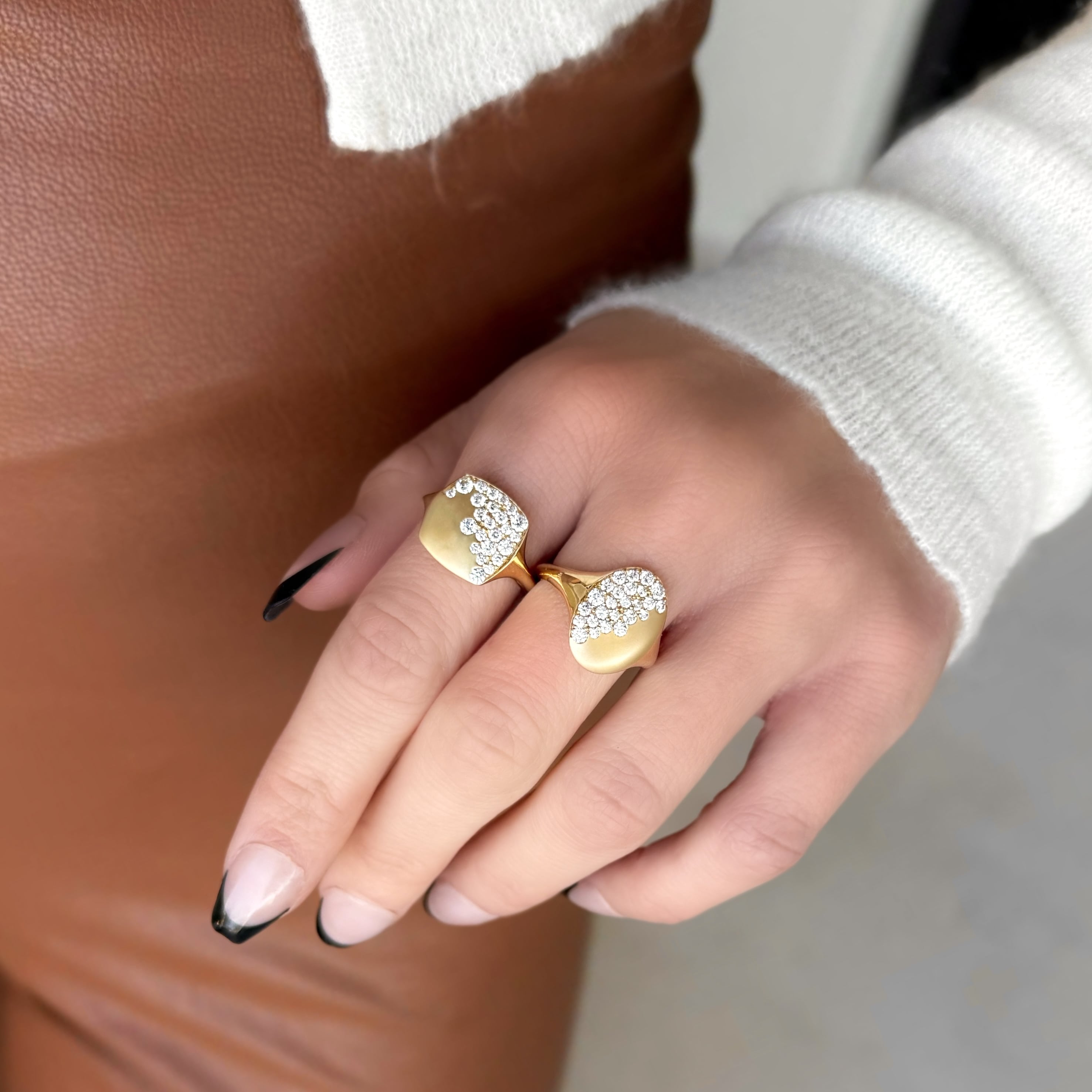 Scattered Diamond Cushion Ring