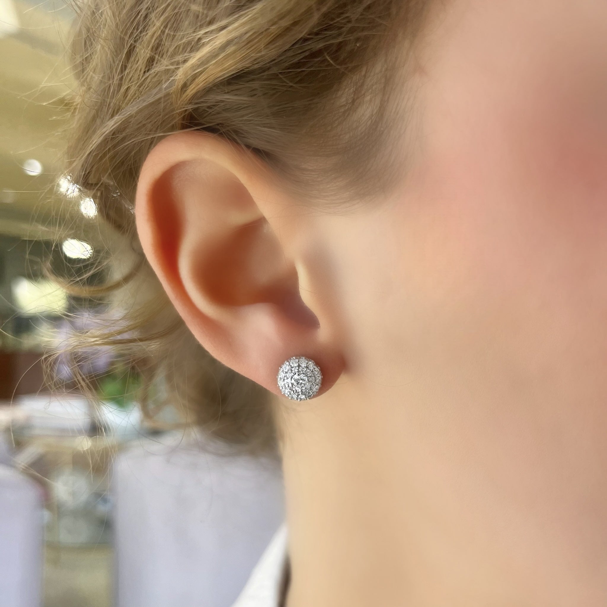 Diamond Cluster Stud Earrings