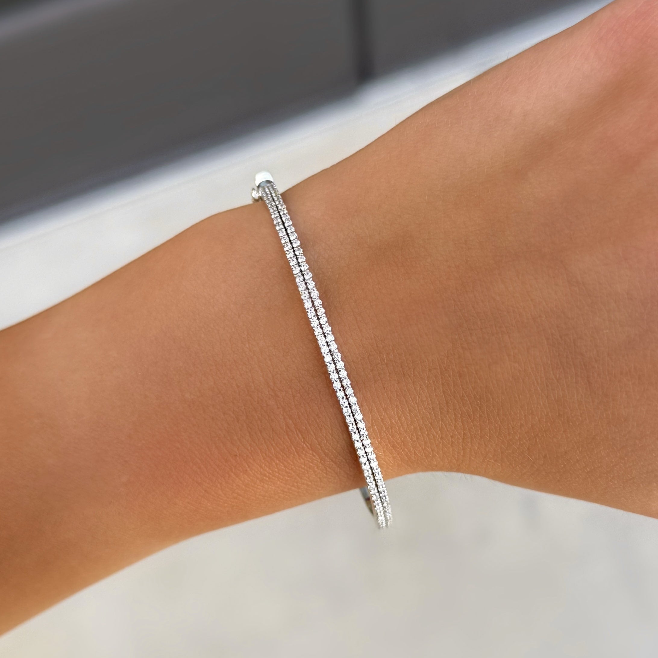 Double Row Diamond Bangle