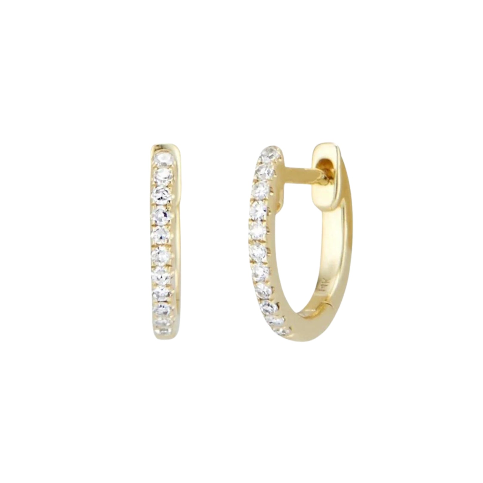 8 Stone Diamond Huggie Earrings