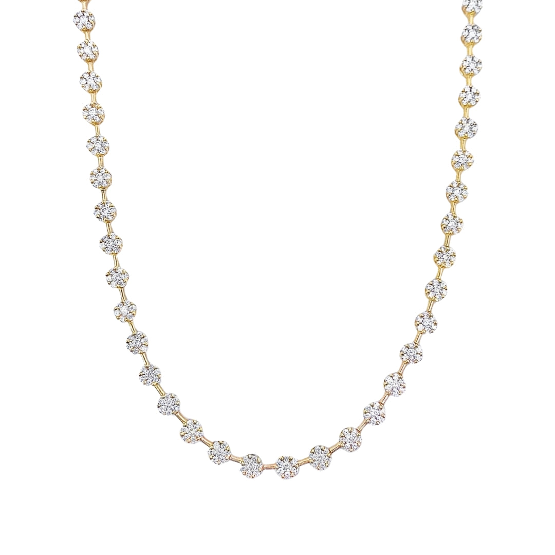 Diamond Cluster Bolo Tennis Necklace