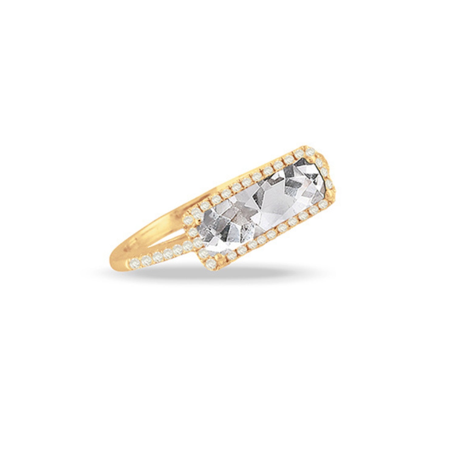 White Topaz and Diamond Ring