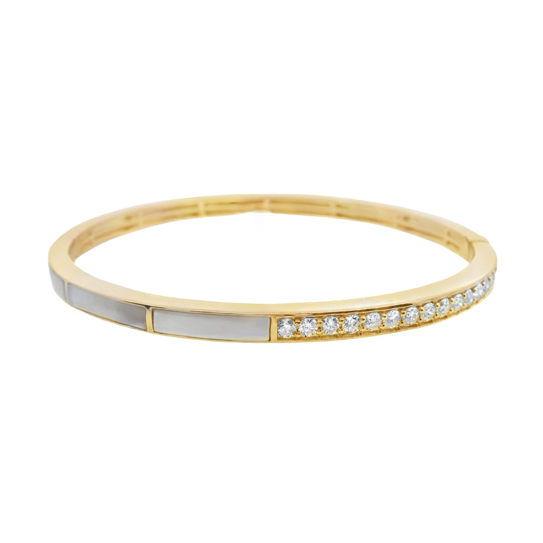 Mother of Pearl and Diamond Bangle