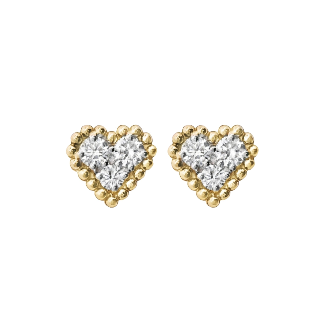 Beaded Diamond Heart Earrings