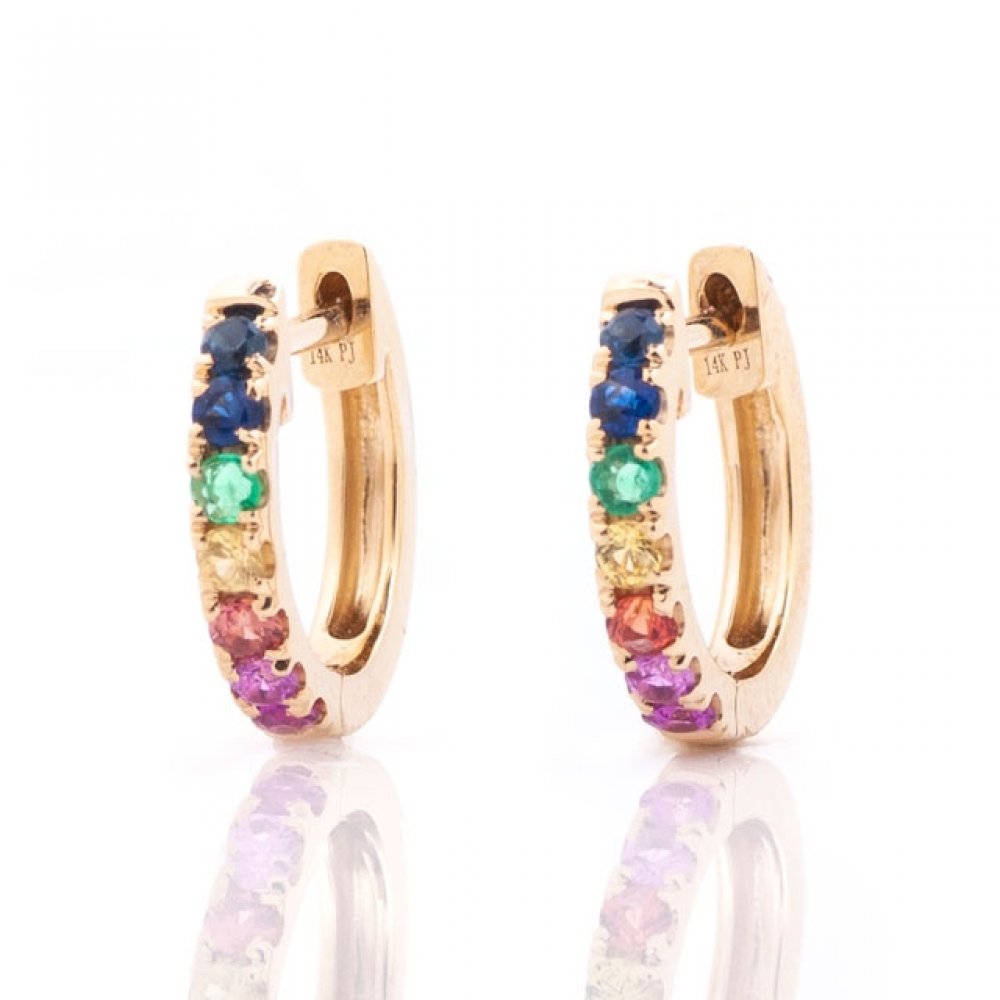 Mini Rainbow Gemstone Huggies