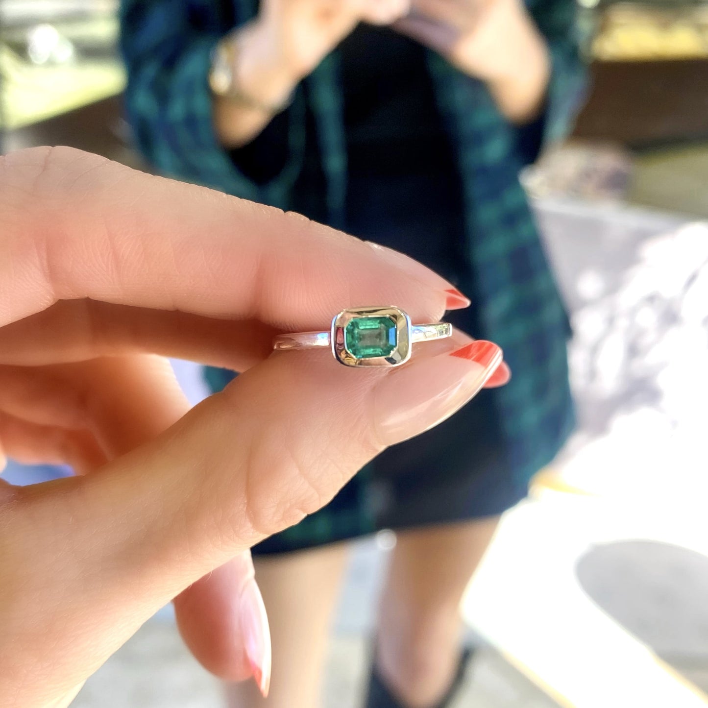 Bezel Set Emerald Ring