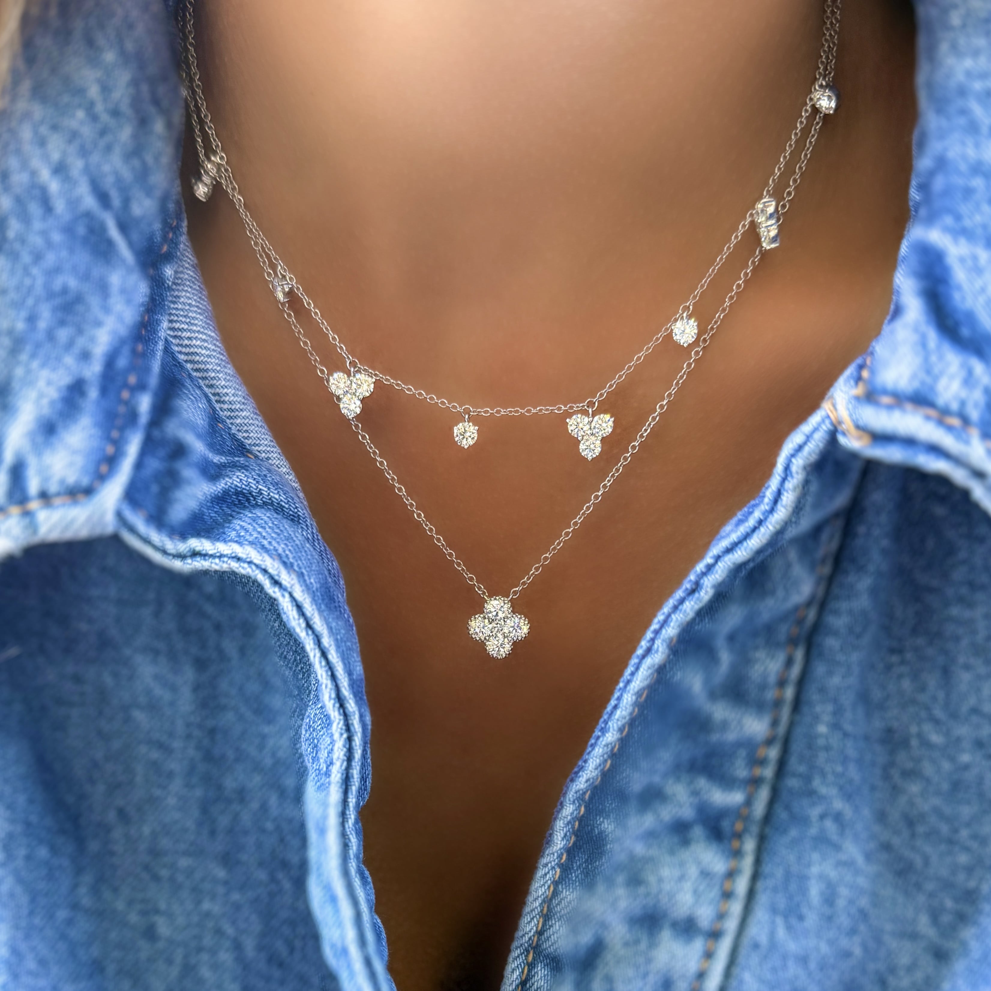 Diamond Drop Station Necklace
