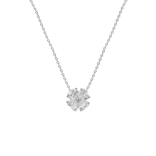 Lucky Clover Heart Shape Diamond Necklace