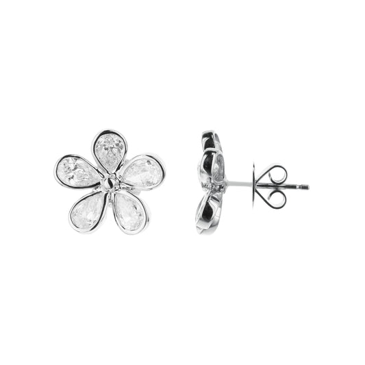 Pear Shape Diamond Flower Earrings
